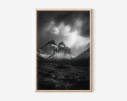 Torres del Paine Wall Art – Dramatic Black & White Mountain Print