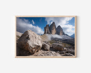 Tre Cime Dolomites Italy Mountain Wall Art Print – Alpine Landscape Canvas