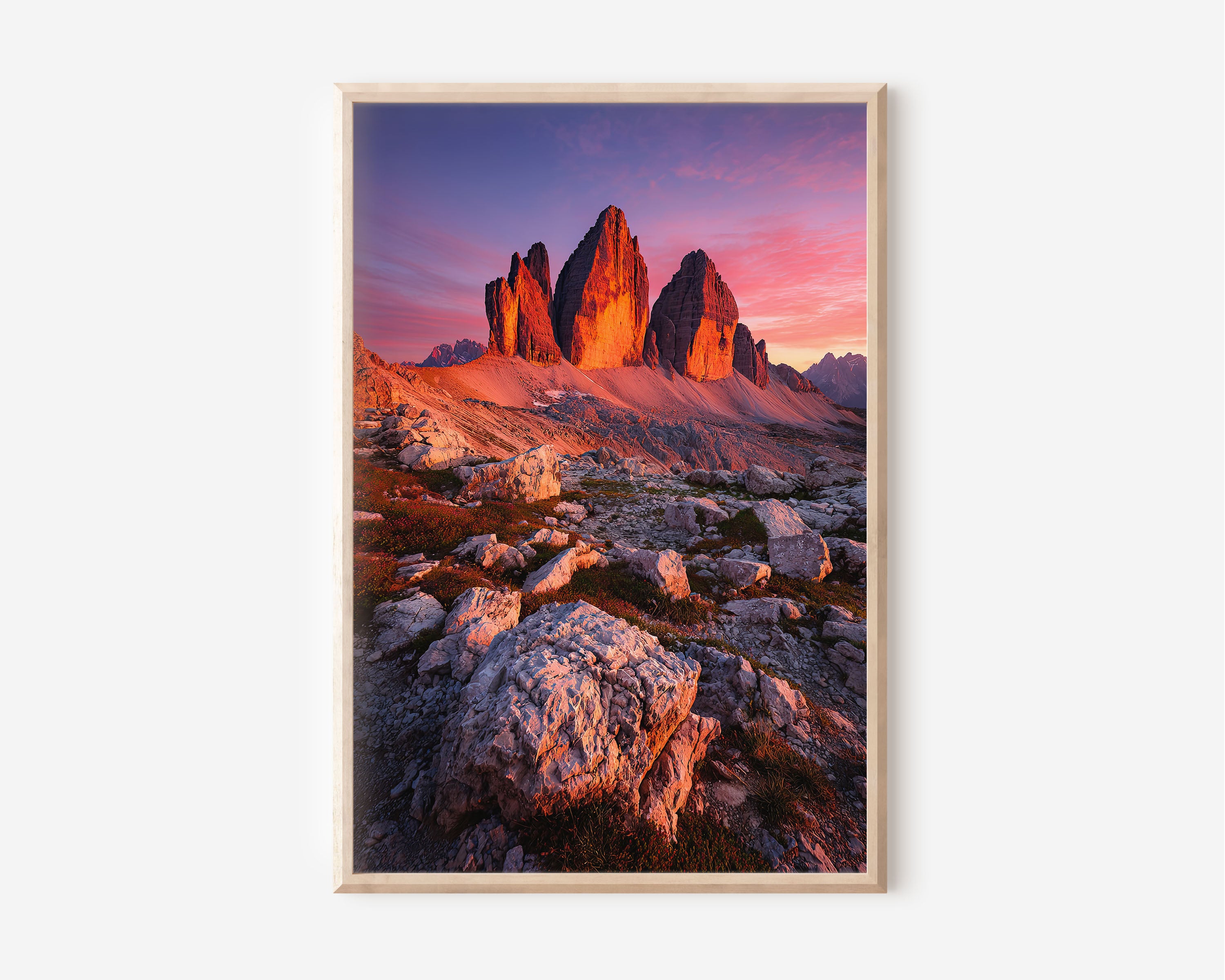 Tre Cime di Lavaredo Sunset Print | Dolomites Three Peaks Wall Art | Italian Alps Photography