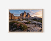 Tre Cime di Lavaredo Wall Art Print | Dolomites Sunset Mountain Photography