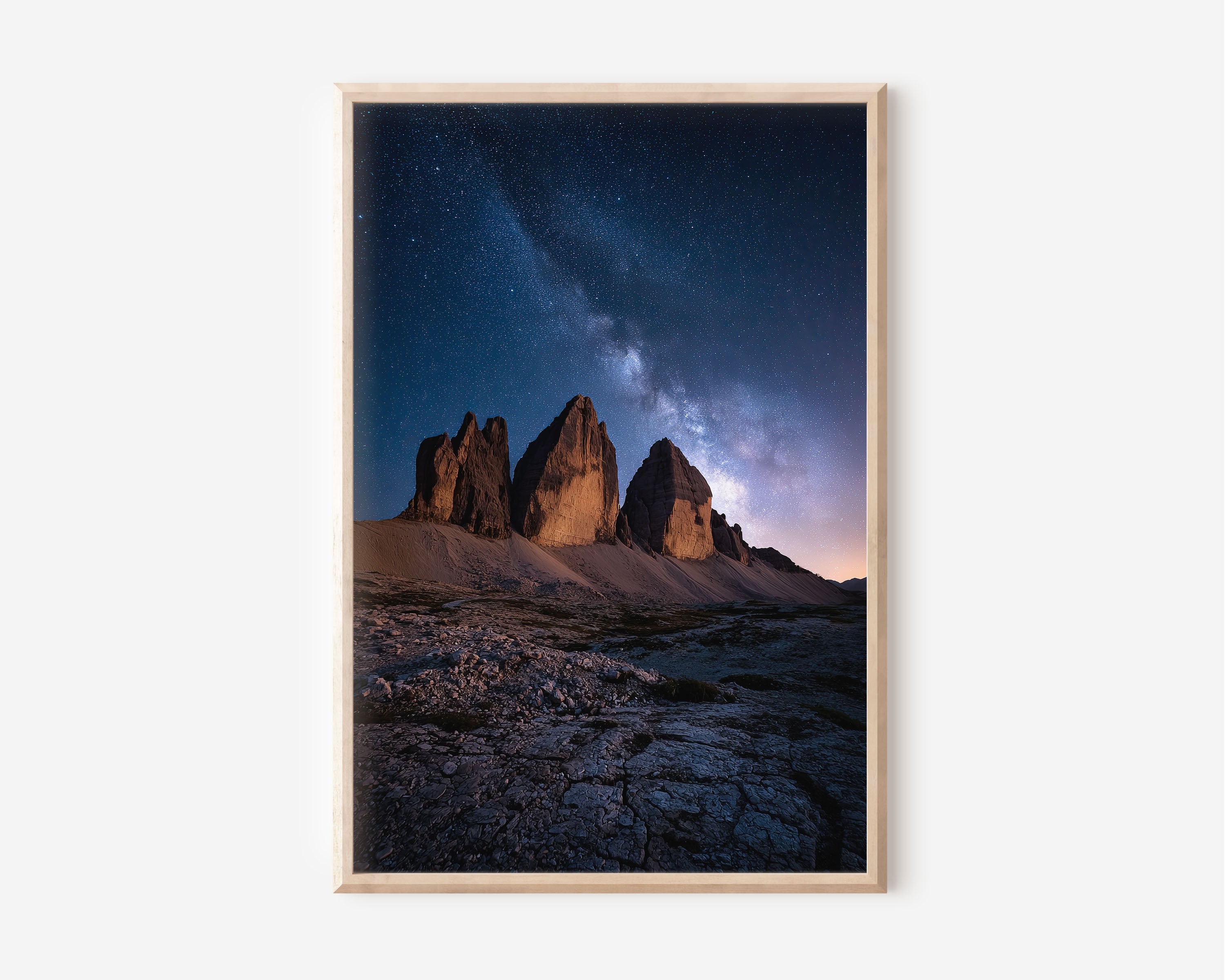 Tre Cime di Lavaredo Milky Way Night Print | Dolomites Starry Sky Wall Art | Three Peaks Night Sky Galaxy Landscape Photography Poster