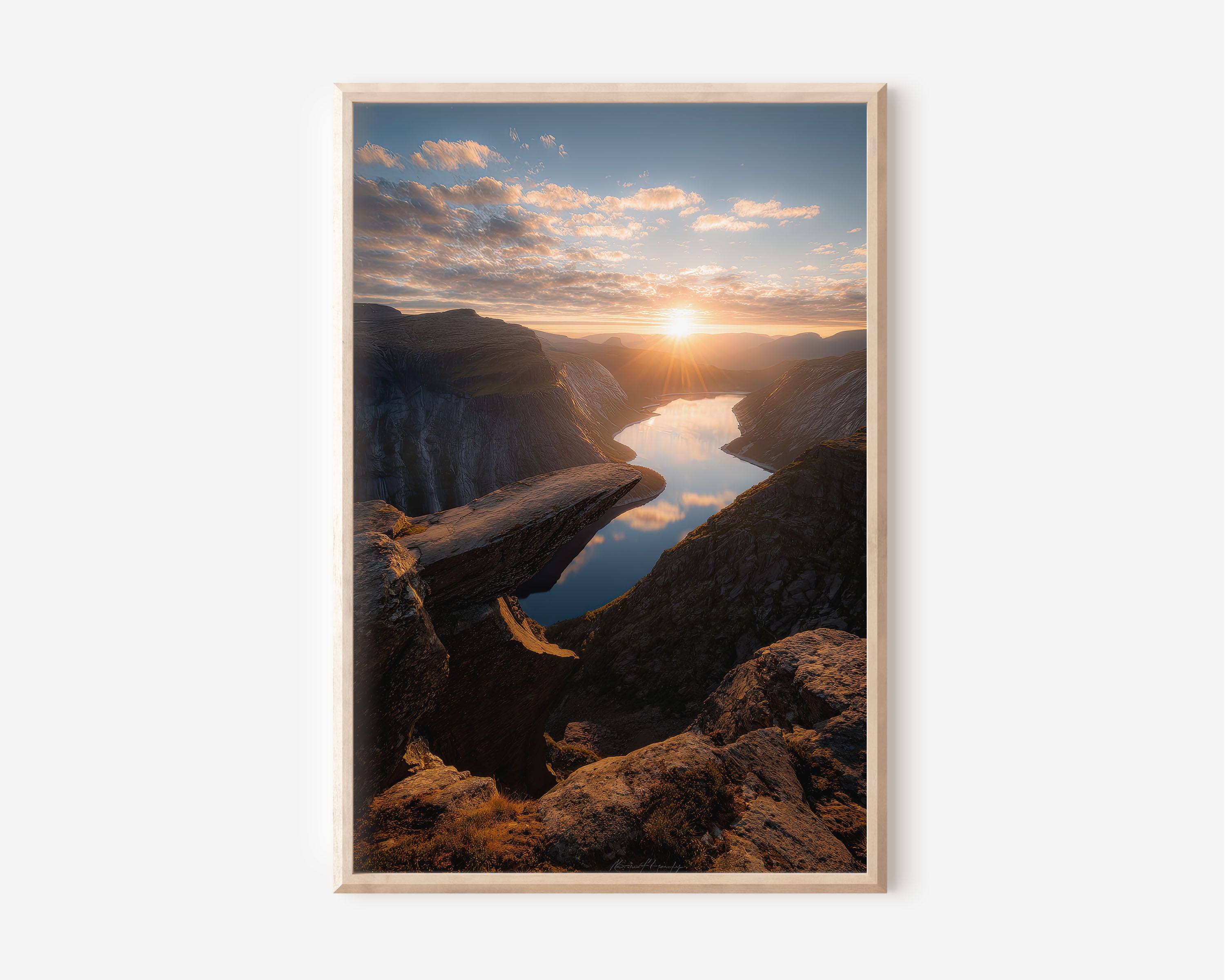 Trolltunga Norway Wall Art Print | Hardangerfjord Sunset Photography | Scandinavian Landscape Poster | Nordic Nature Print | Travel Home Decor