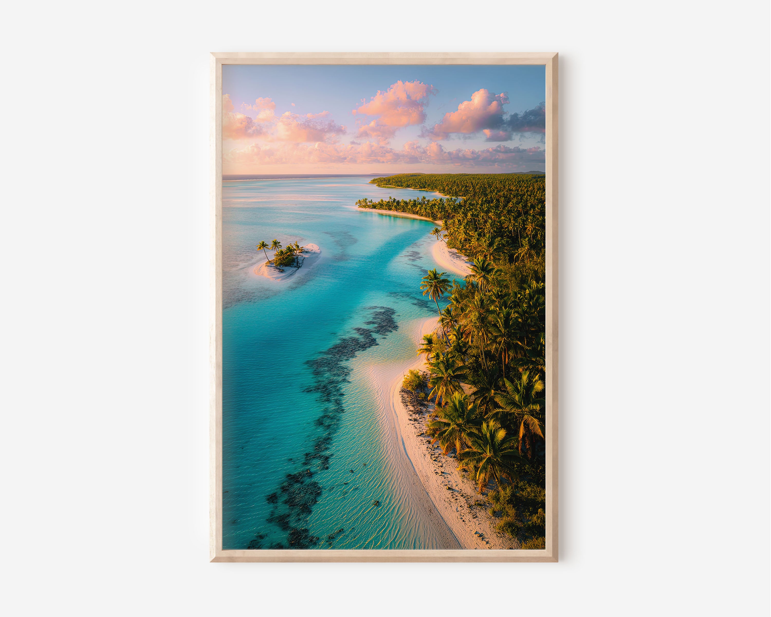 Tropical Lagoon Paradise Wall Art – Luxury Beach Ocean Canvas Print, Island Palm Decor