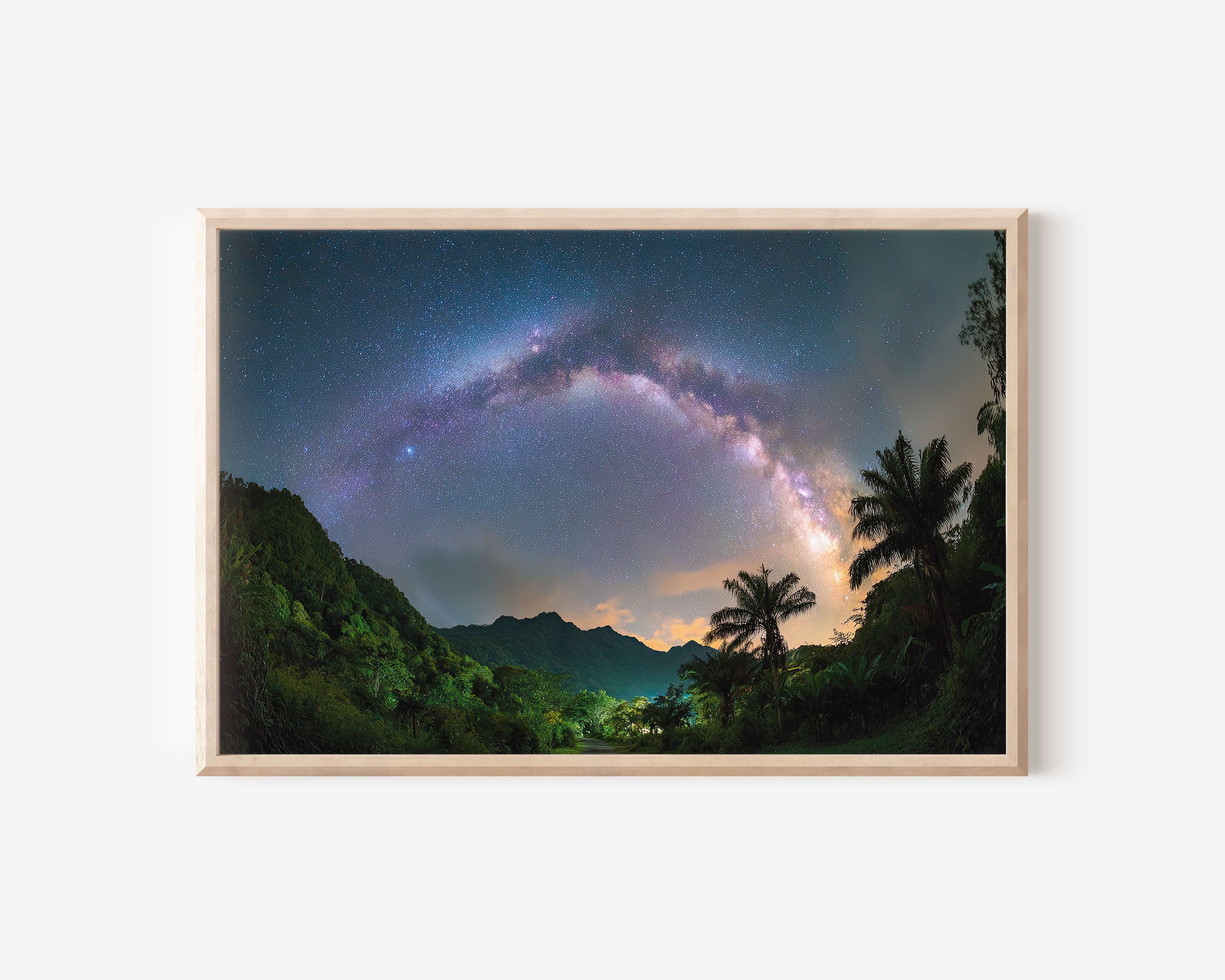 Milky Way Arch Over Tropical Mountains – Night Sky Wall Art
