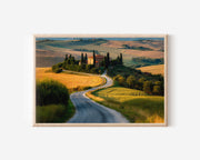 Tuscan Cypress Road Wall Art – Tuscany Rolling Hills Italian Landscape Print