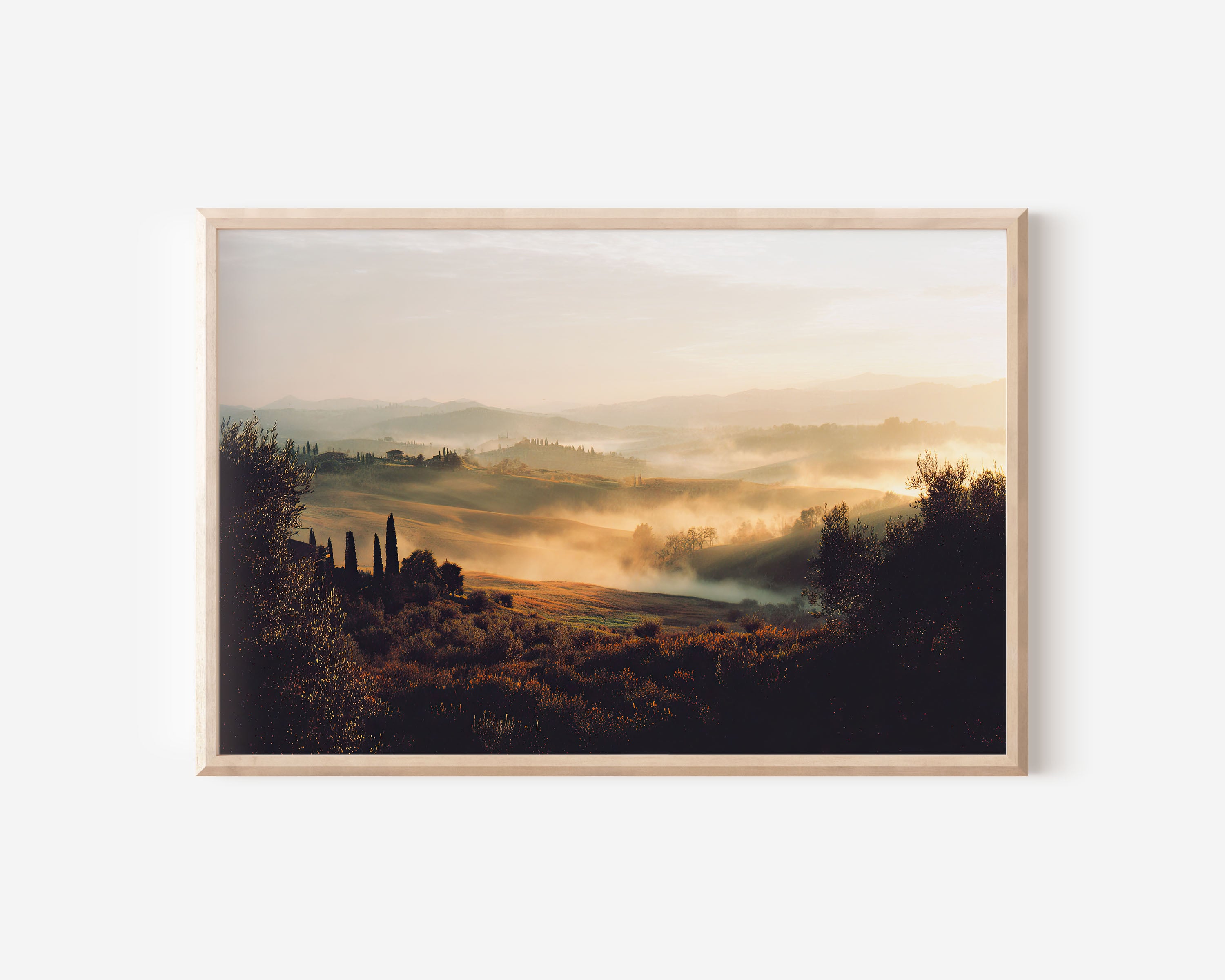 Tuscany Rolling Hills Wall Art Print, Val d'Orcia Morning Mist Italy Landscape