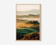 Tuscany Rolling Hills Wall Art | Italian Countryside Sunrise Print