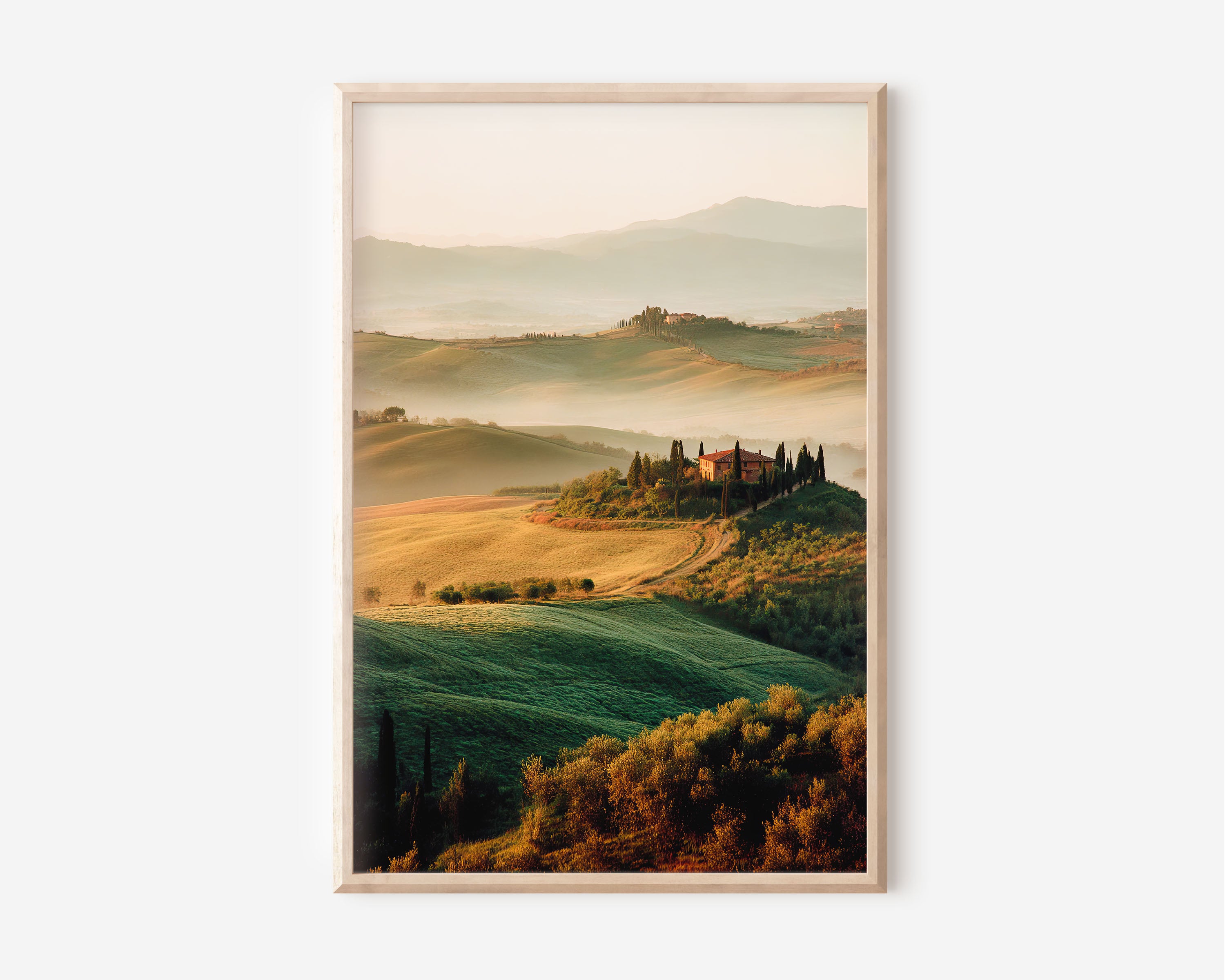 Tuscany Rolling Hills Wall Art | Italian Countryside Sunrise Print