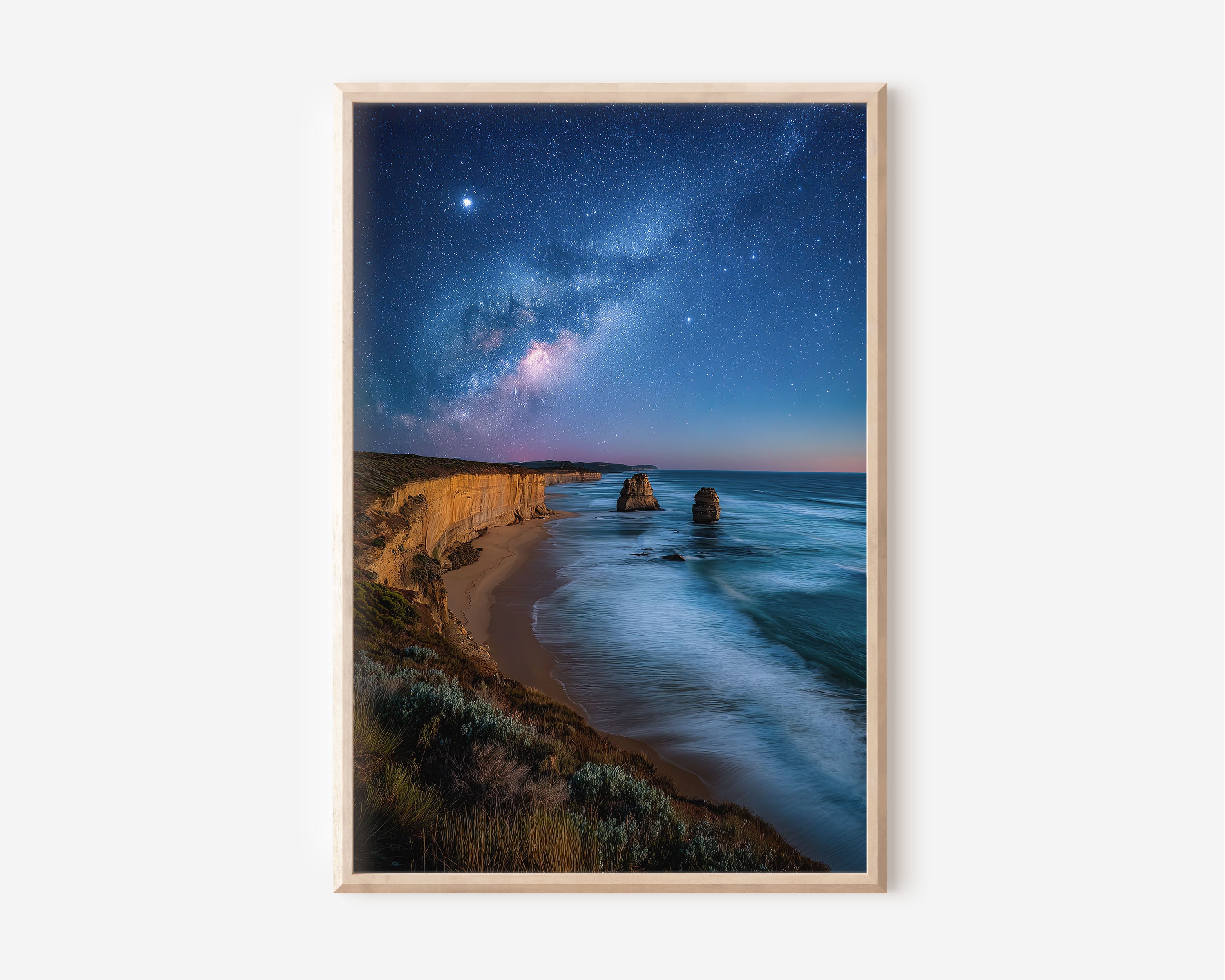 Twelve Apostles Milky Way Night Print | Great Ocean Road Australia Wall Art | Port Campbell Starry Sky Coastal Landscape Photography Poster