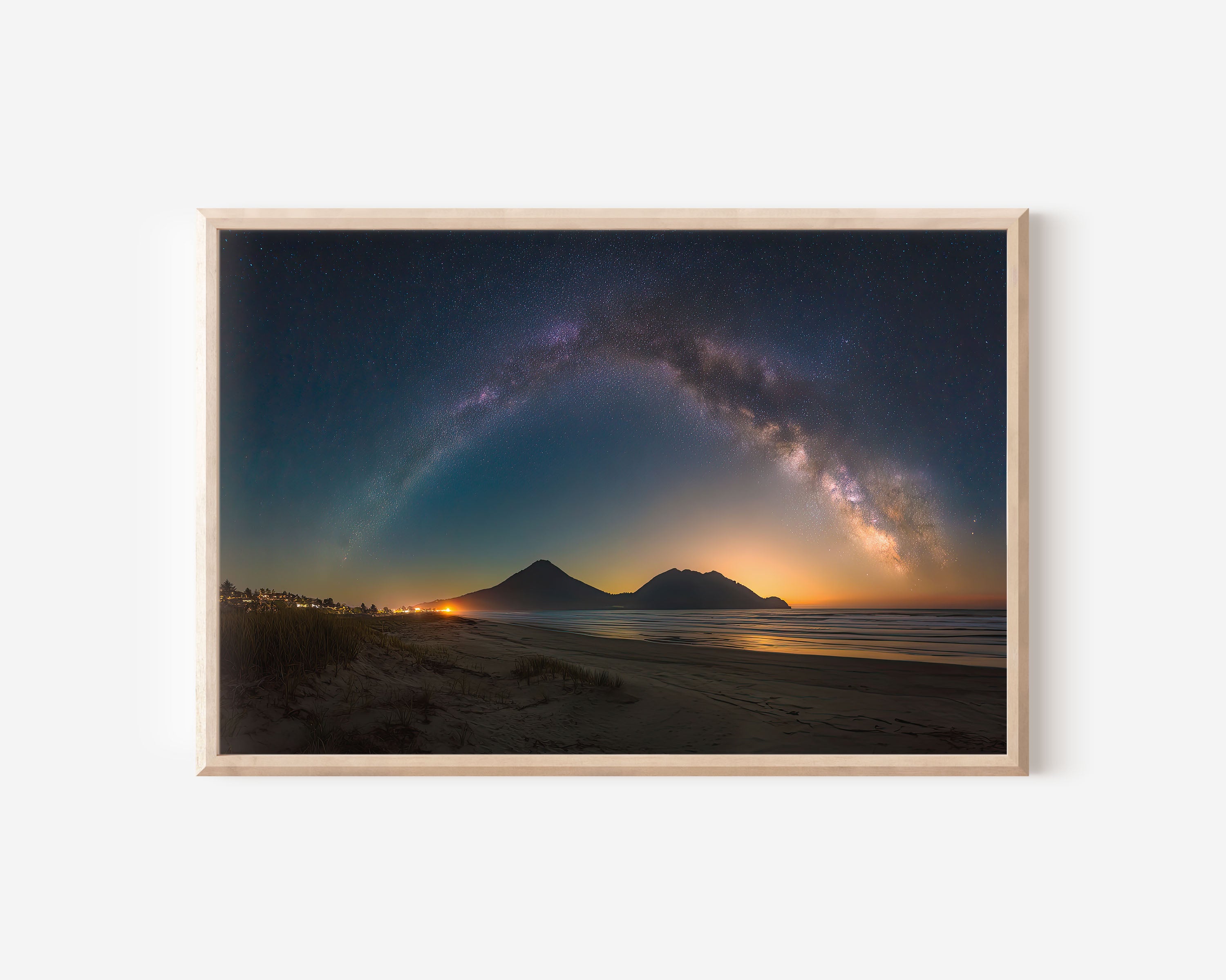 Milky Way Over Twin Volcano Beach Wall Art – Night Sky Landscape