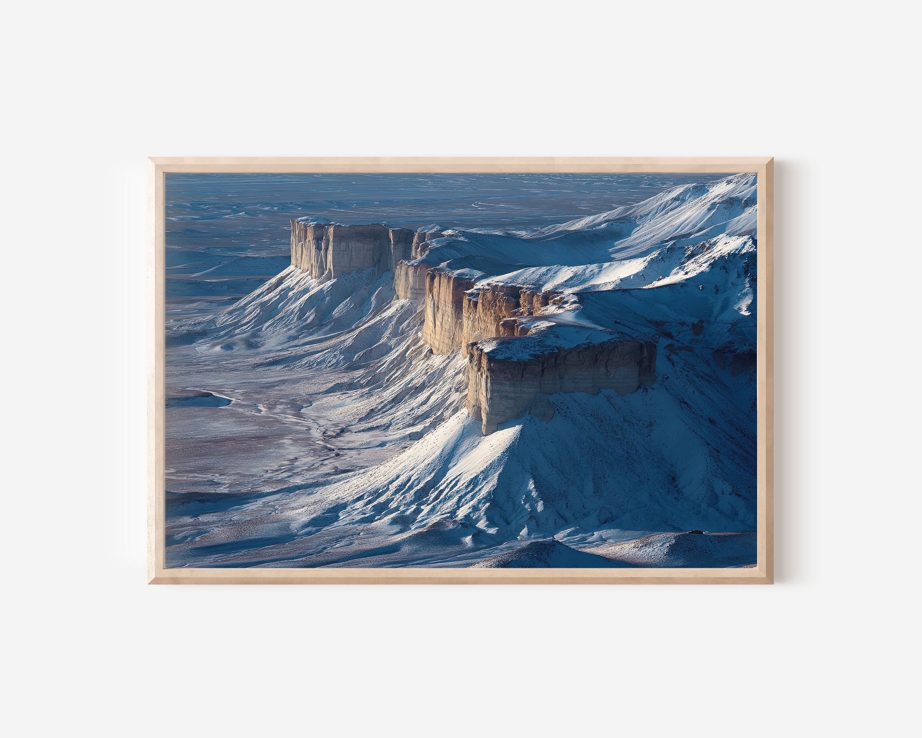 Ustyurt Plateau Wall Art Print | Central Asia Desert Cliffs Snow Landscape Photography