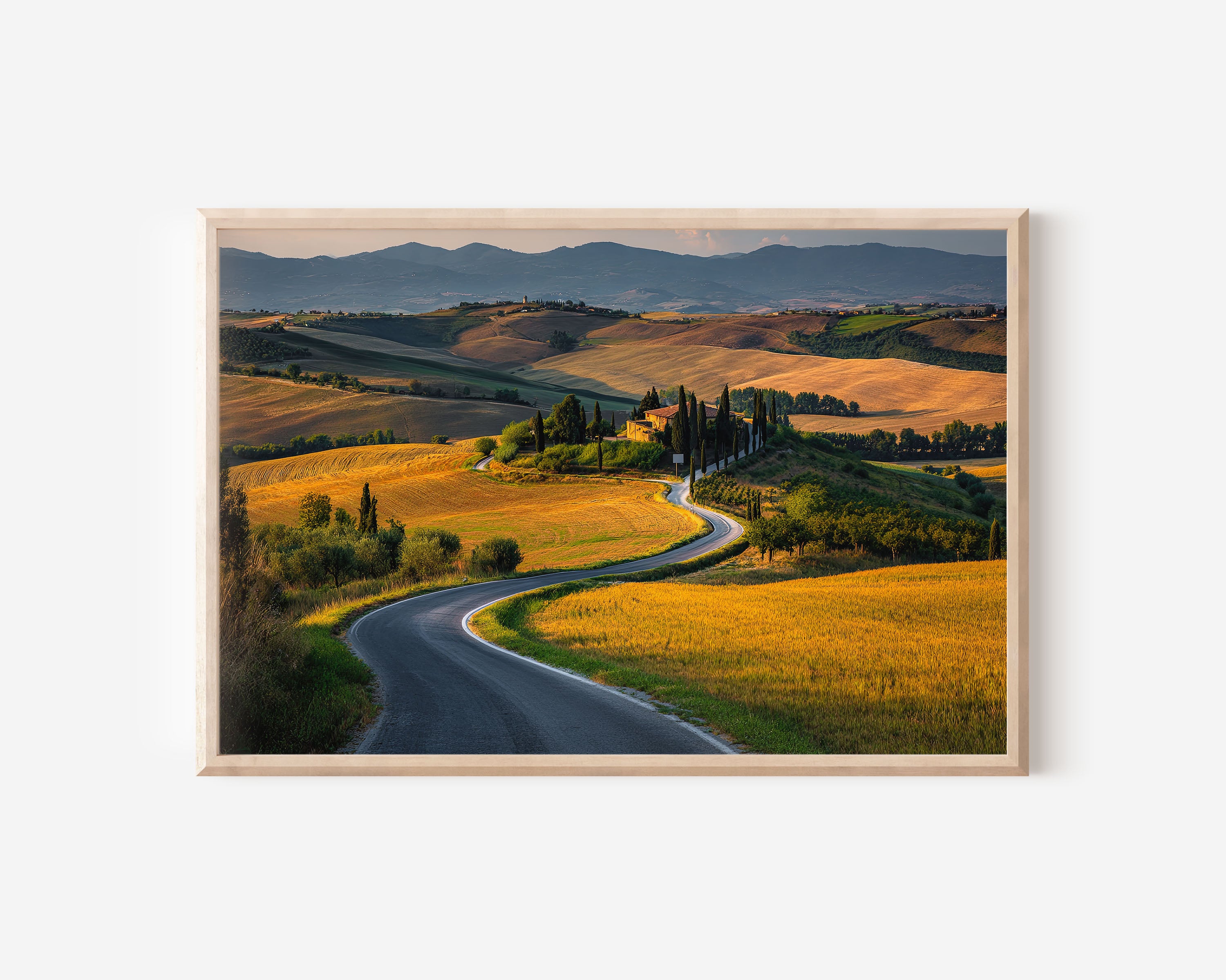 Val d’Orcia Tuscany Winding Road Wall Art – Italian Countryside Landscape Print