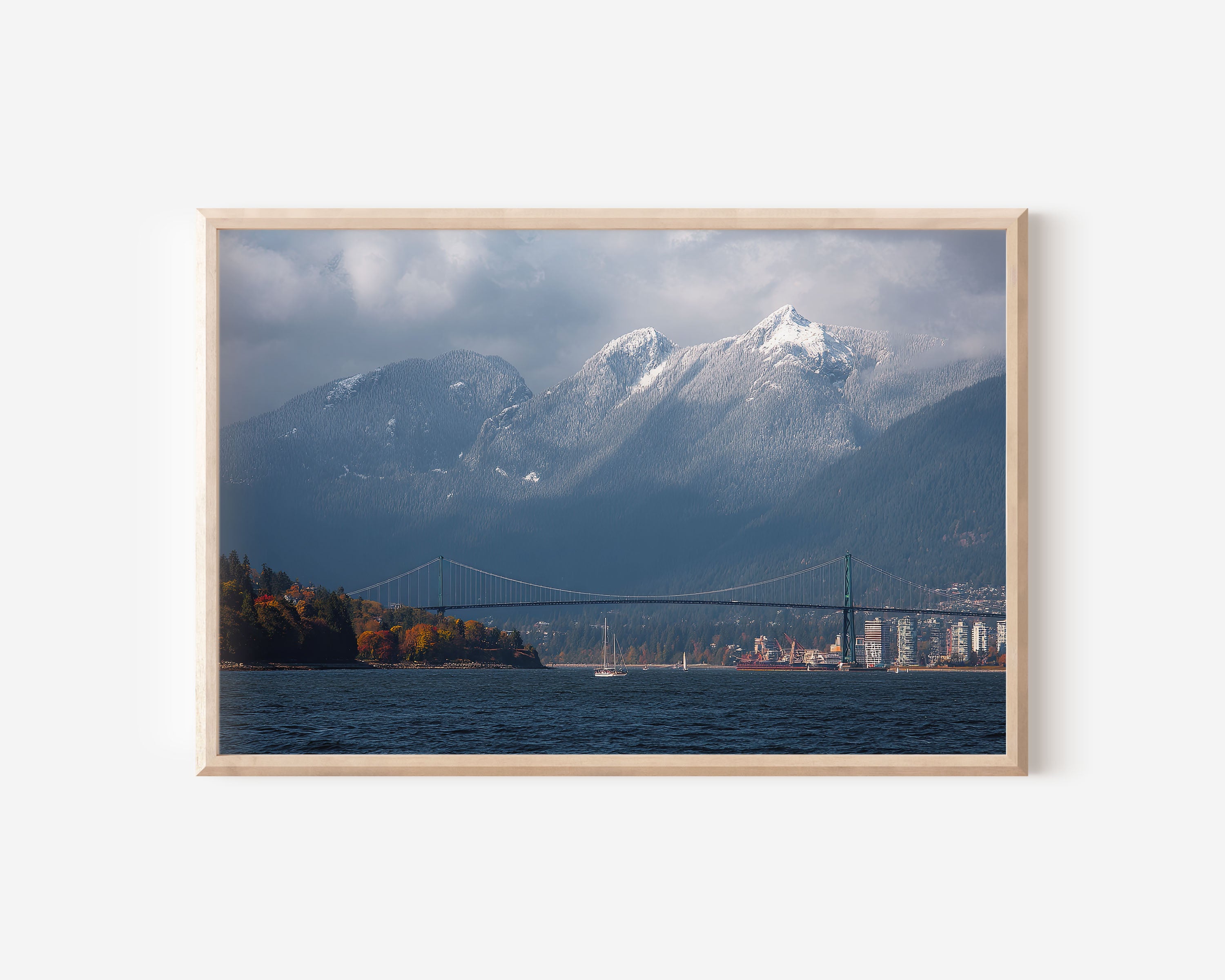 Vancouver Lions Gate Bridge Wall Art Print – Canada Mountain Skyline