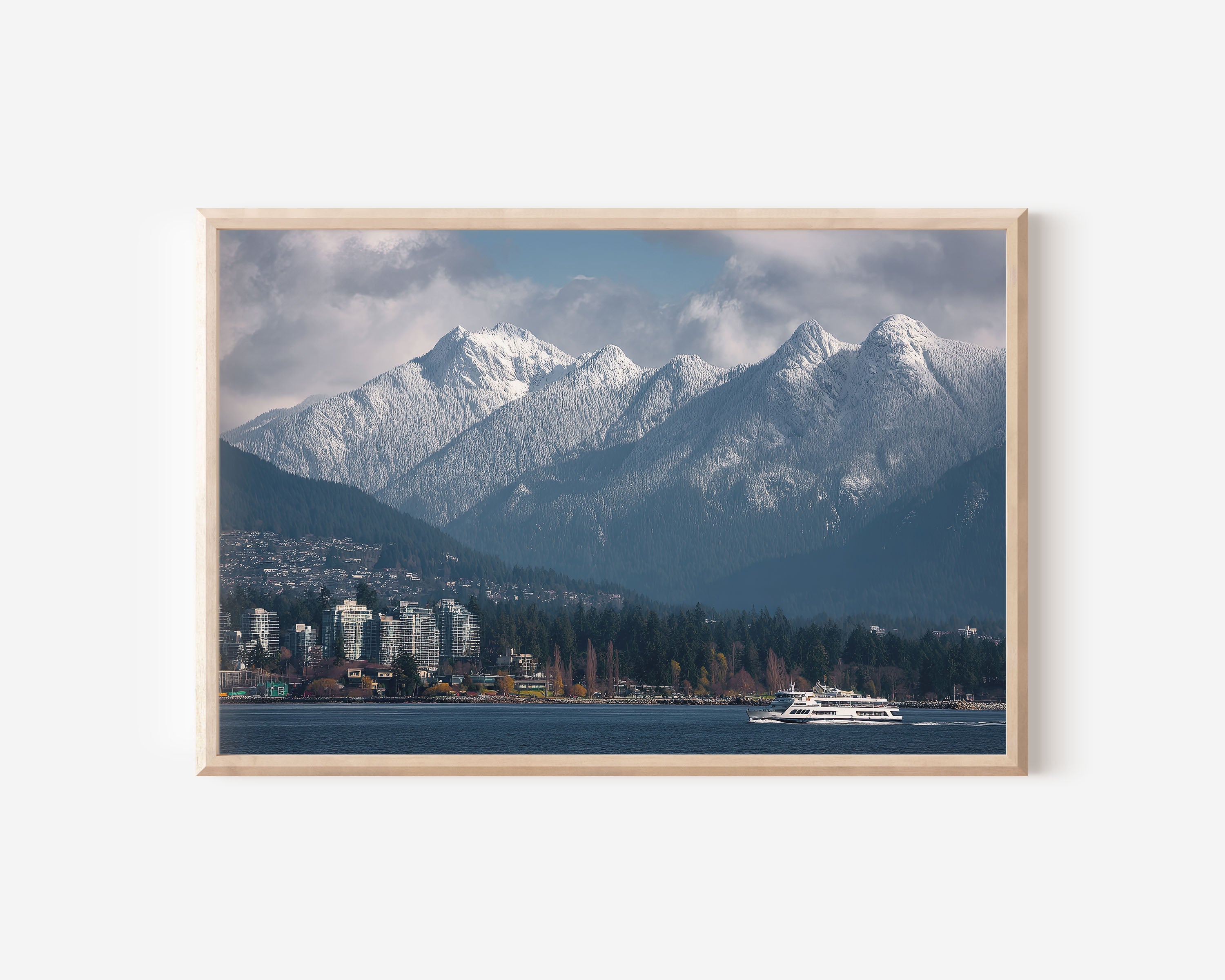 Vancouver Mountain Skyline Wall Art Print – Stanley Park Harbor Cityscape