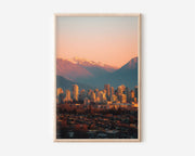 Vancouver Sunset Wall Art Print | North Shore Mountains Photography | British Columbia Skyline Poster | Canadian City Landscape Print | Pacific Northwest Home Decor