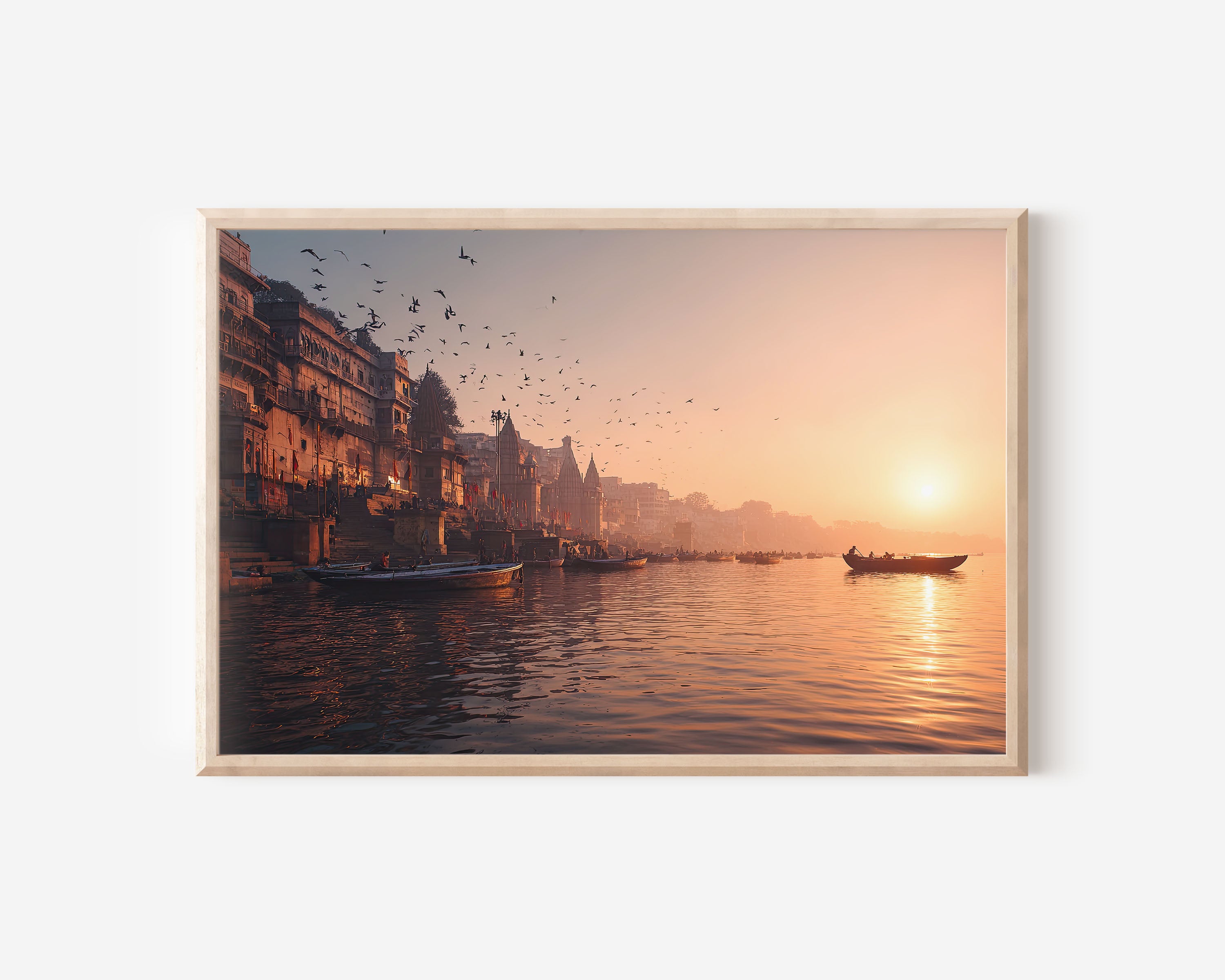 Varanasi Sunrise Print – Ganges River India Wall Art