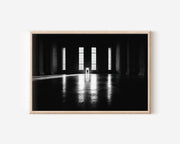 Vast Hall Lone Figure Print | Black and White Classical Interior Wall Art | Grand Architecture Photography