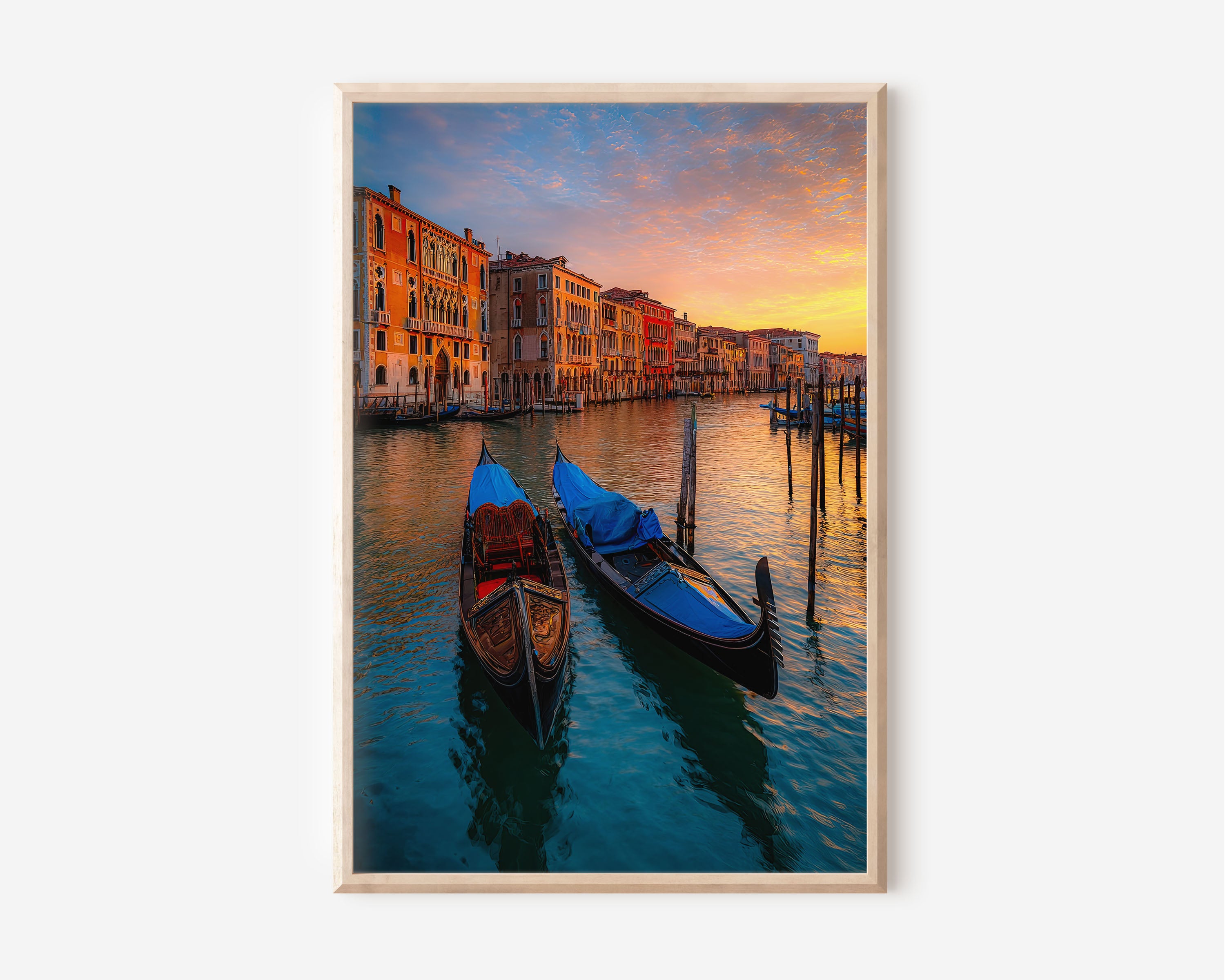 Venice Gondola Wall Art Print | Grand Canal Sunset Photography | Italy Cityscape Poster | Romantic Venice Travel Print | European Home Decor