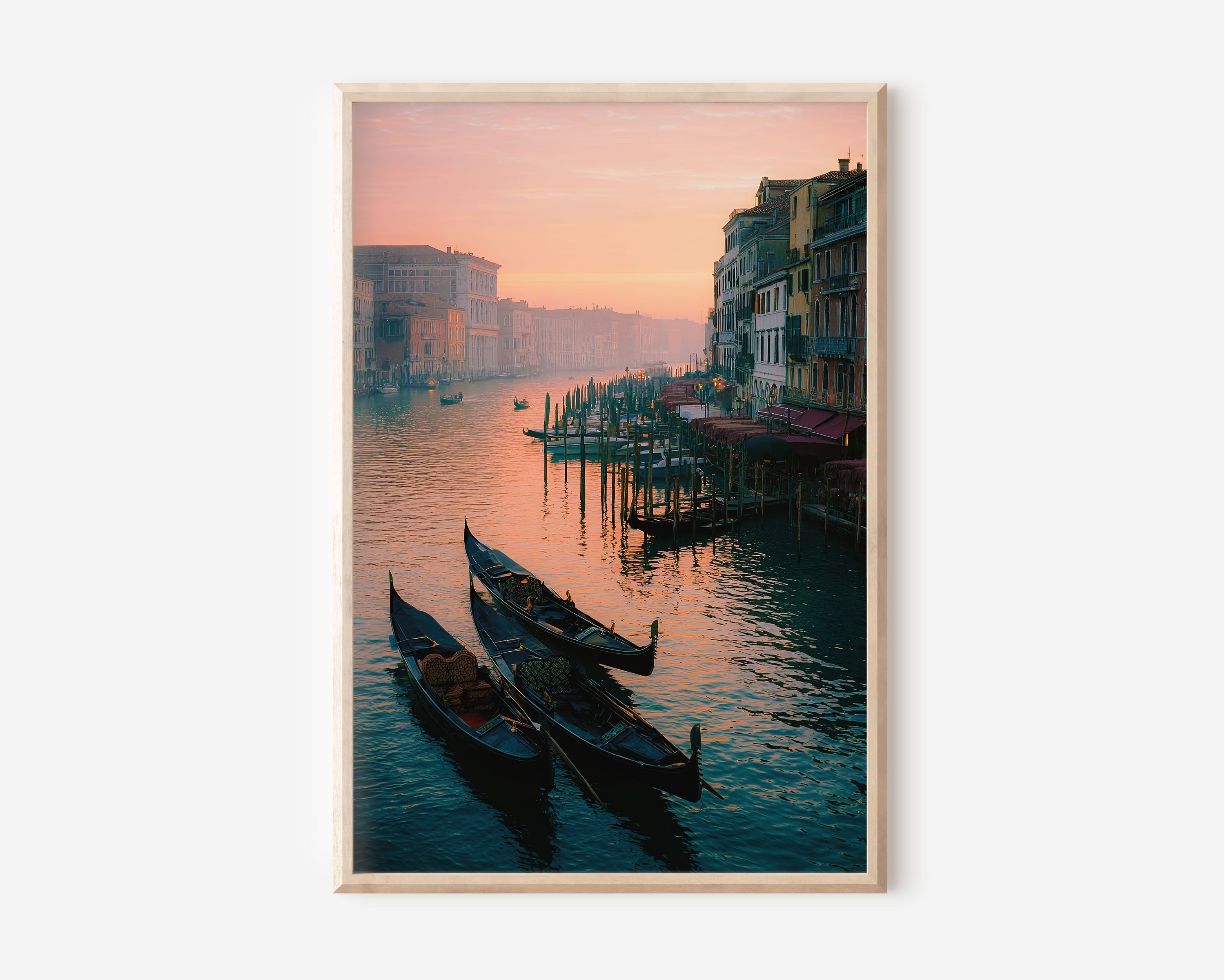 Venice Canal Wall Art | Grand Canal Sunset Gondola Print