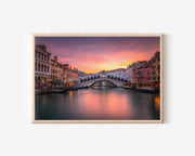 Rialto Bridge Venice Print – Sunset Canal Wall Art