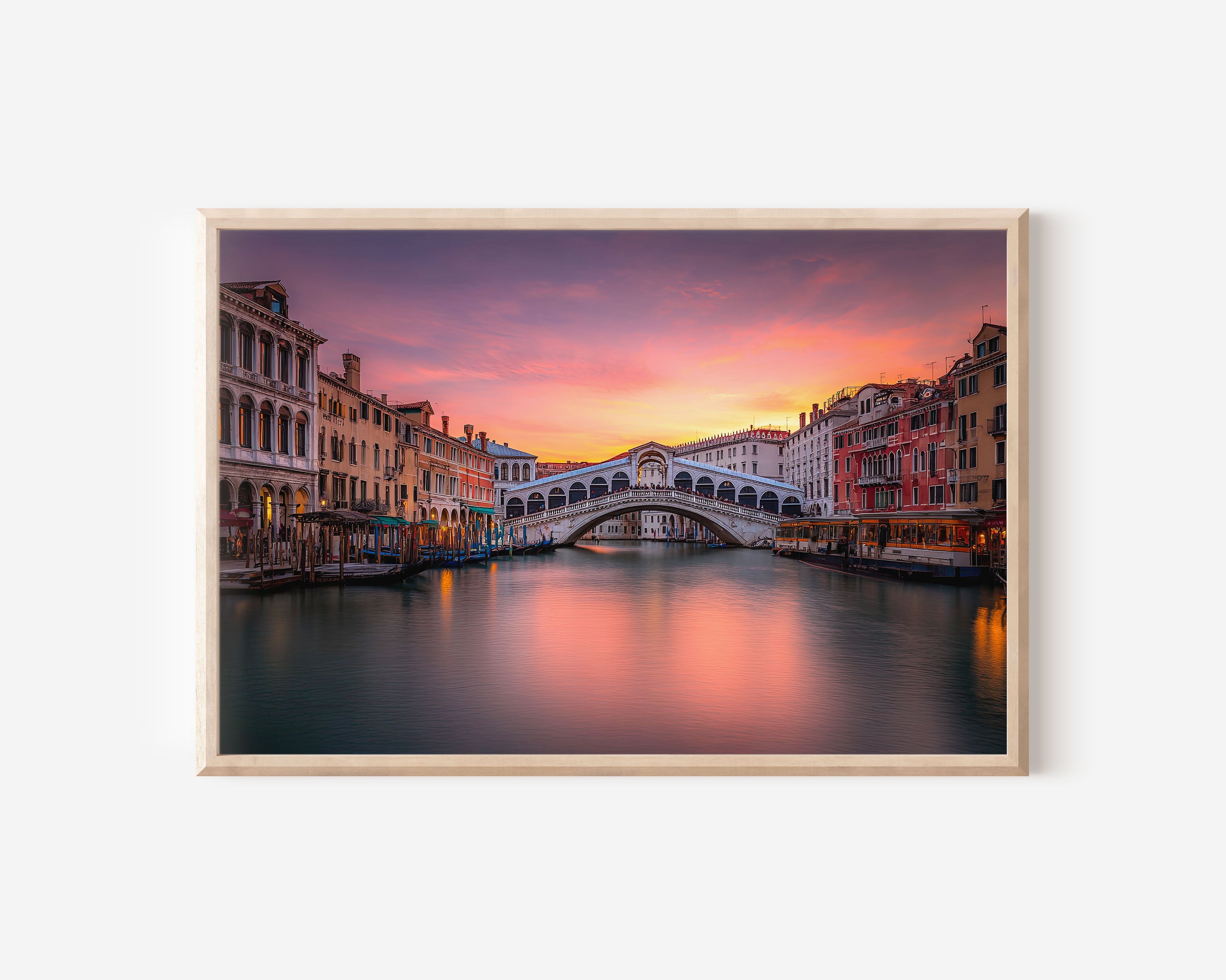 Rialto Bridge Venice Print – Sunset Canal Wall Art