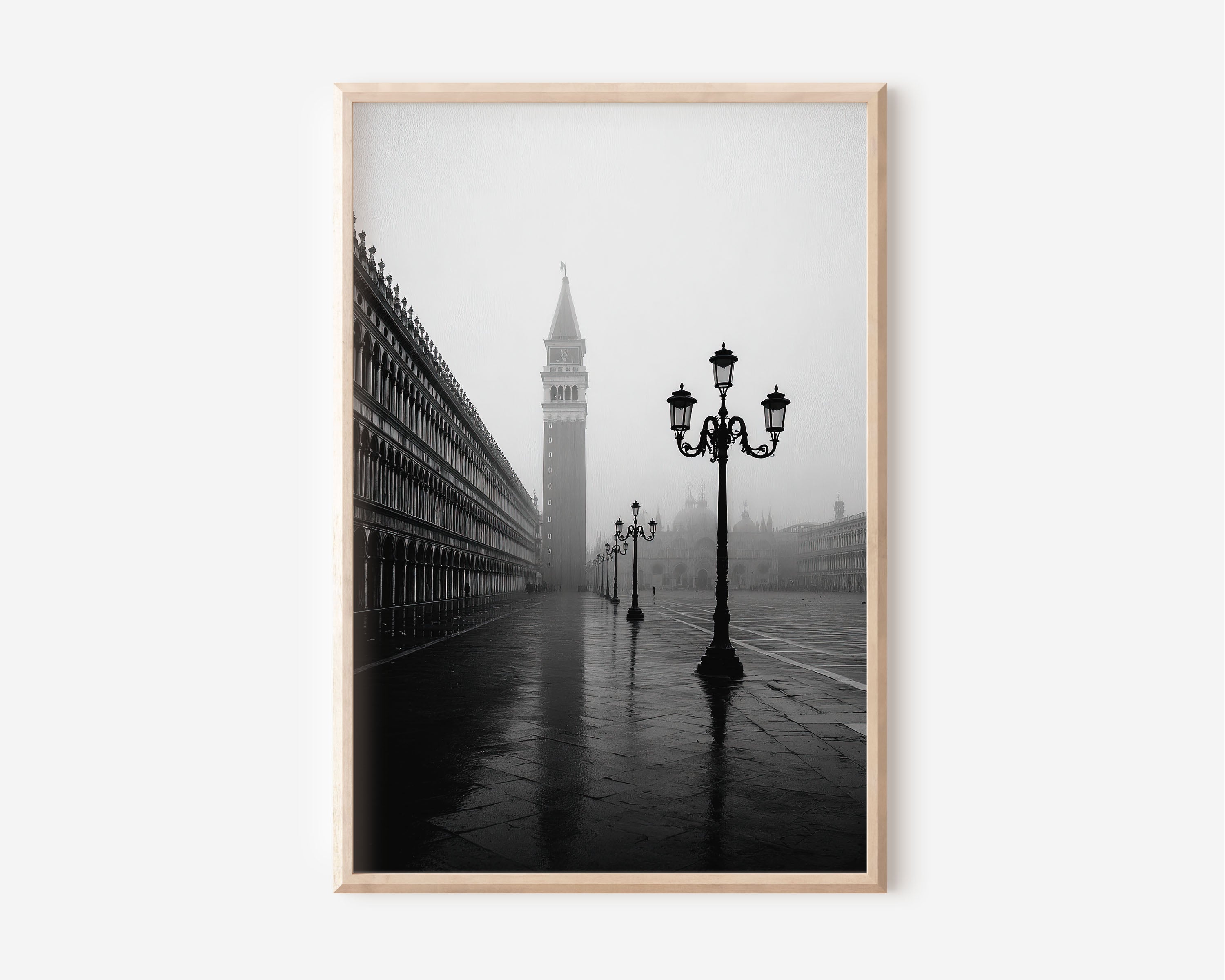 Venice Black & White Wall Art | St Mark’s Square Fog Print