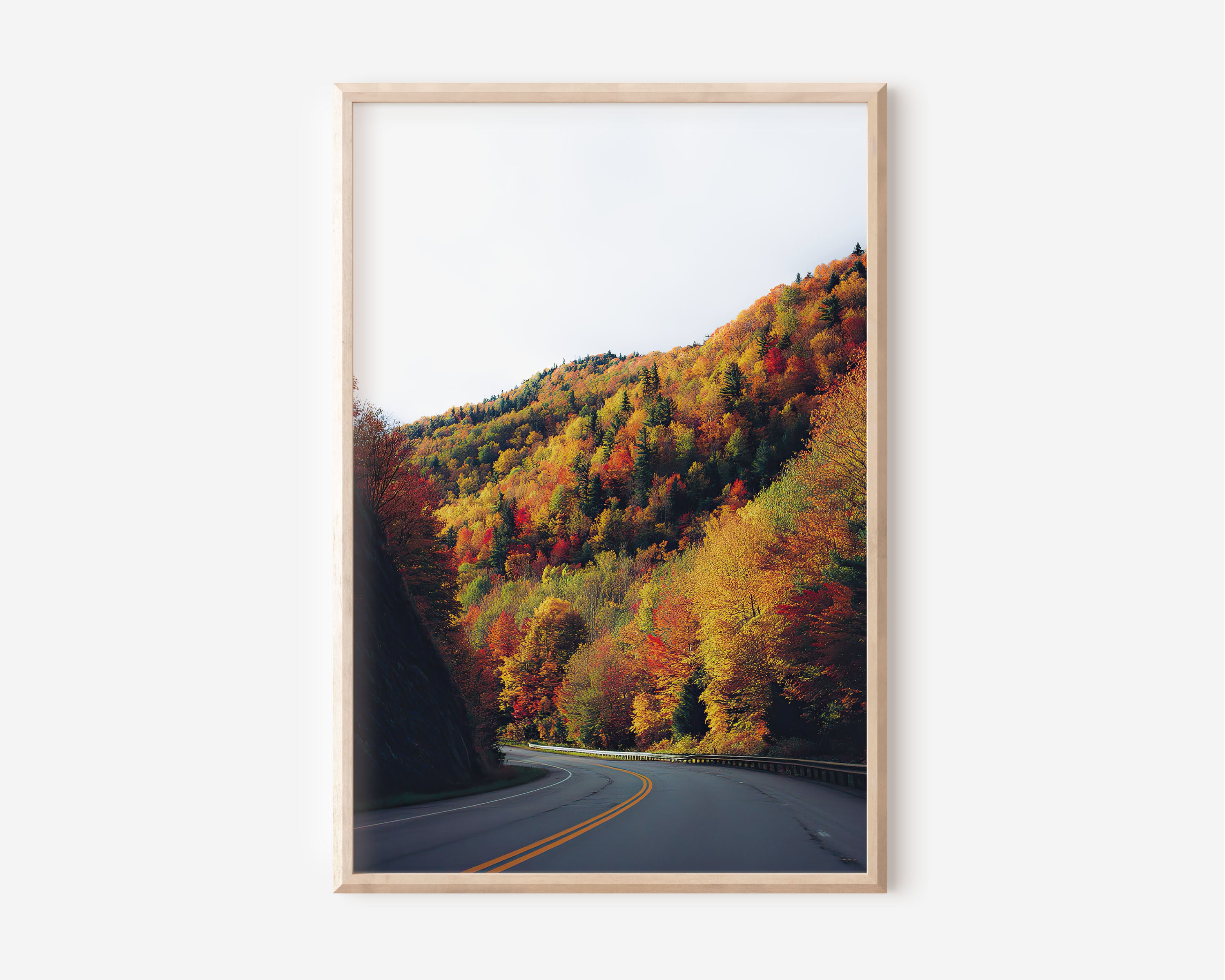 Autumn Road Wall Art | Vermont Fall Foliage Landscape Print