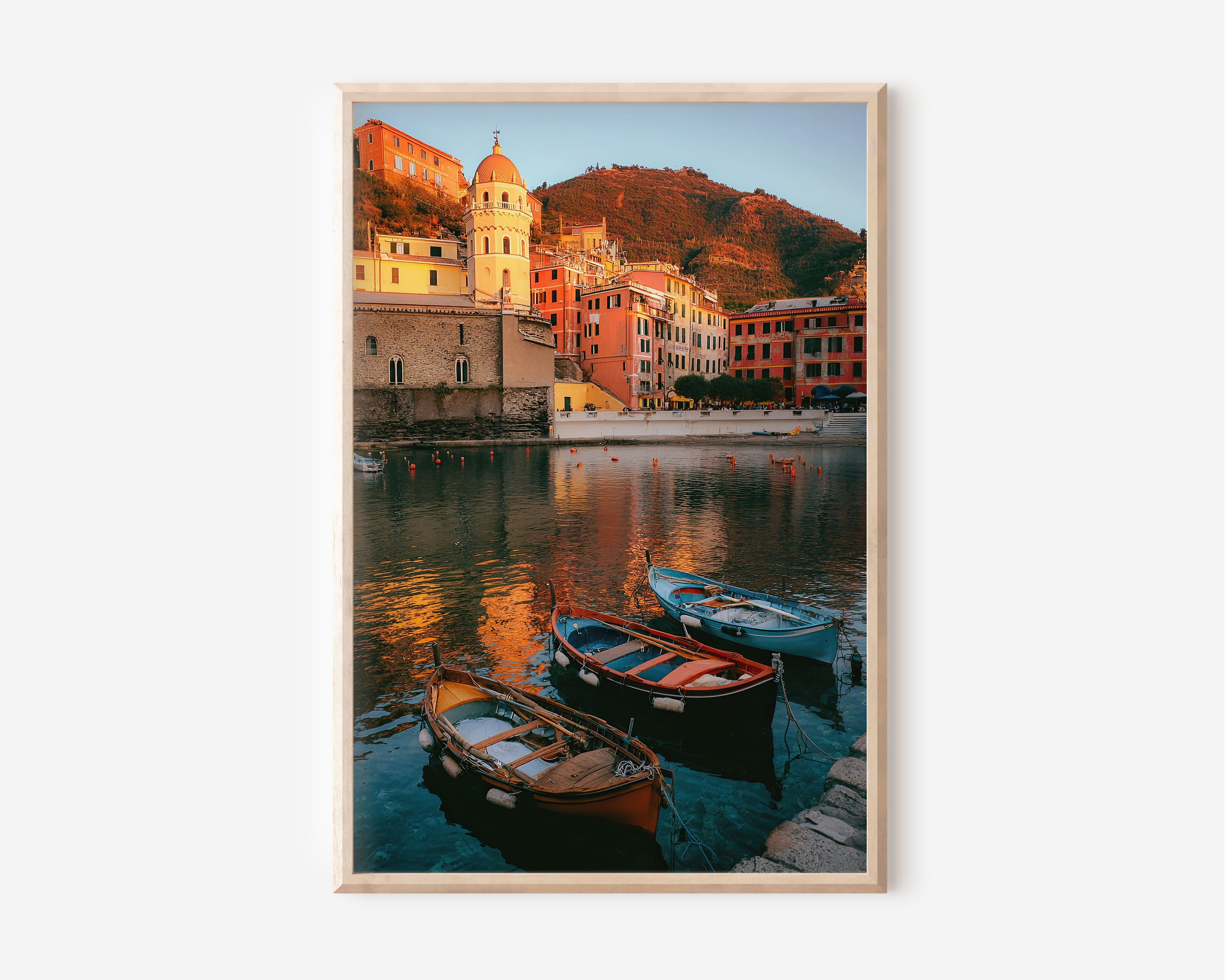 Vernazza Italy Sunset Wall Art Print | Coastal Harbor Canvas Decor