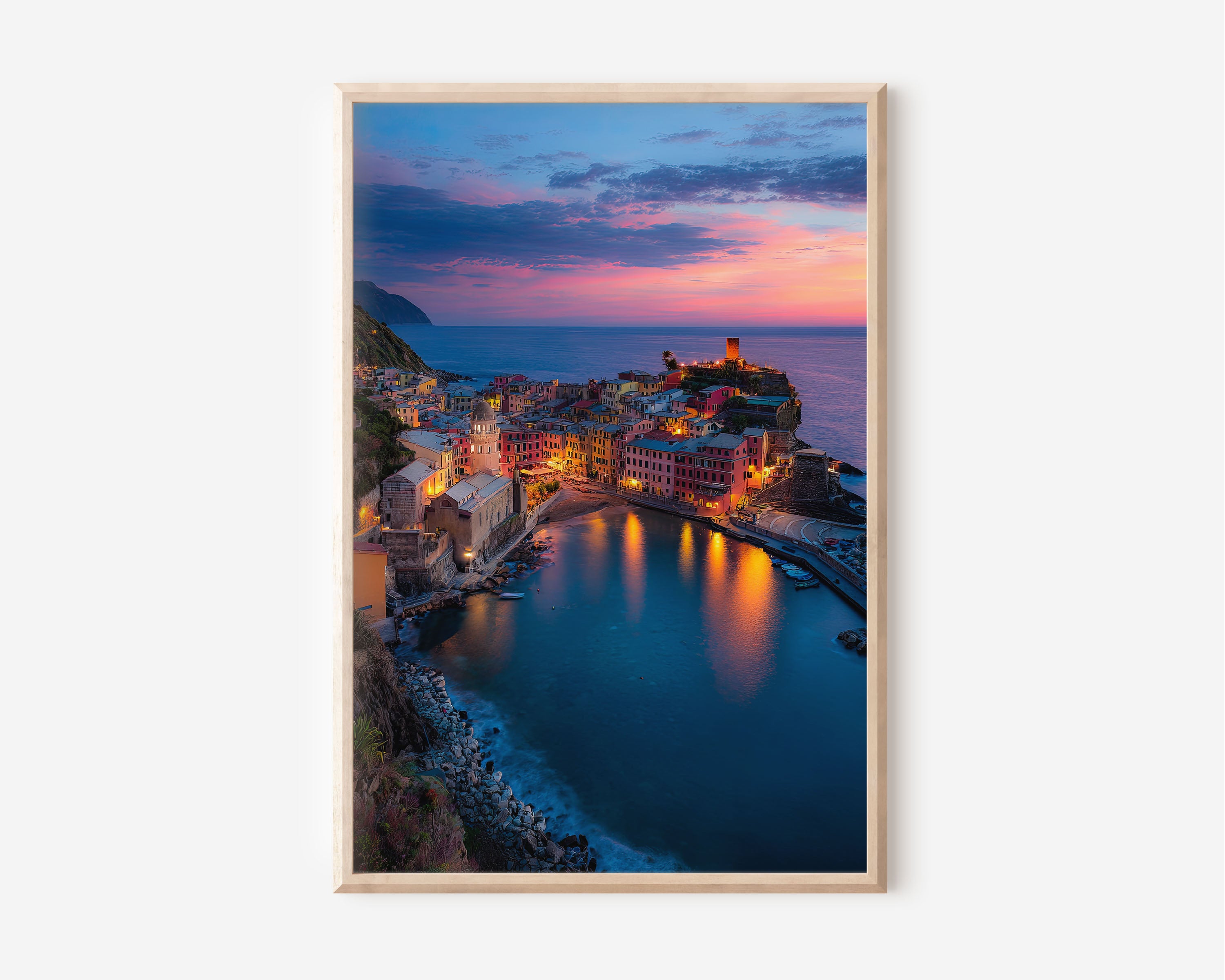 Vernazza Cinque Terre Sunset Print | Italian Riviera Coastal Village Wall Art | Liguria Italy Photography