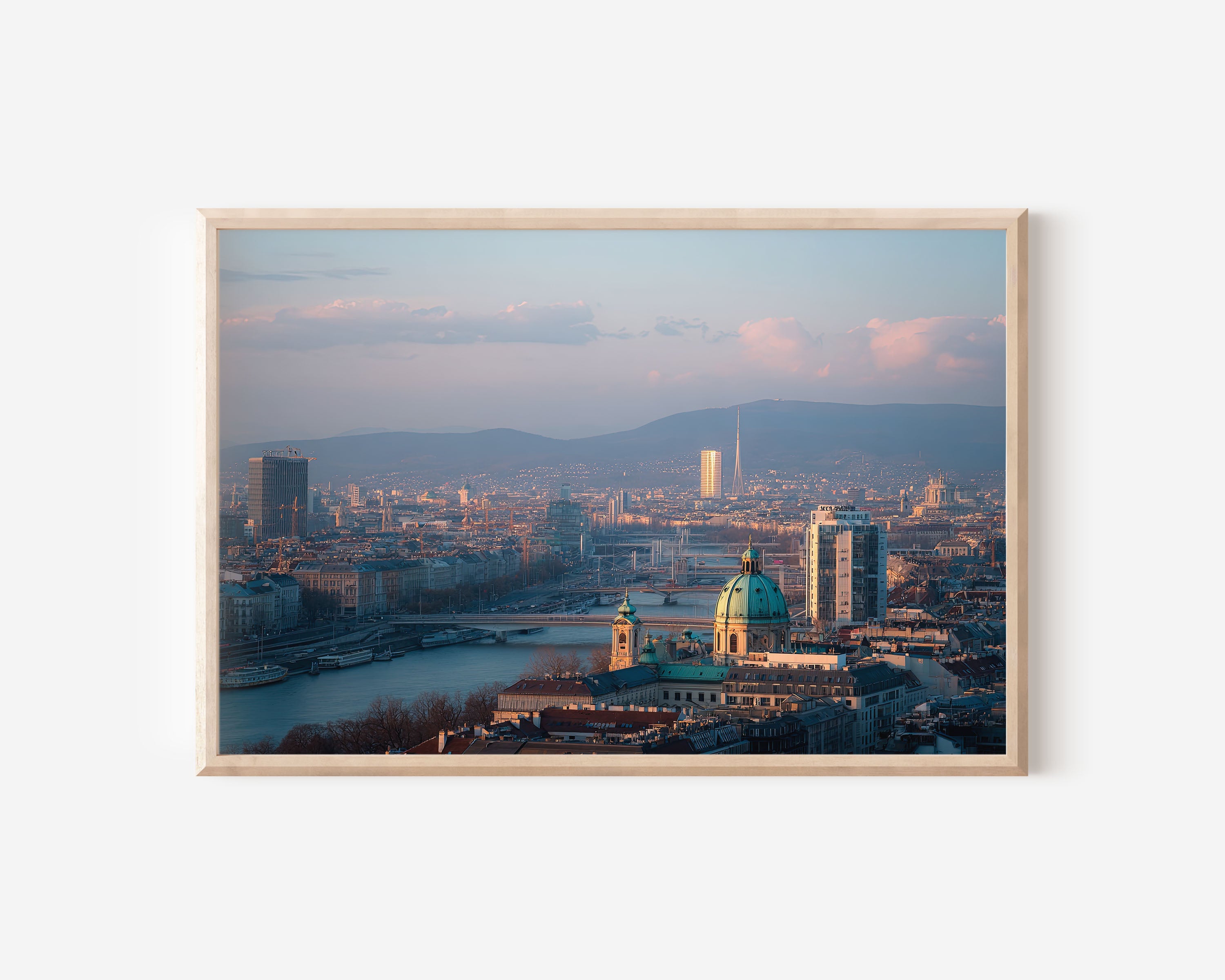 Vienna Danube River Skyline Wall Art Print – Austria Historic Cityscape