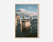 Vienna Stephansdom Street View Wall Art Print | Austria Inner City Golden Hour Architecture Photography | Viennese Travel Poster | Classical European Home Decor