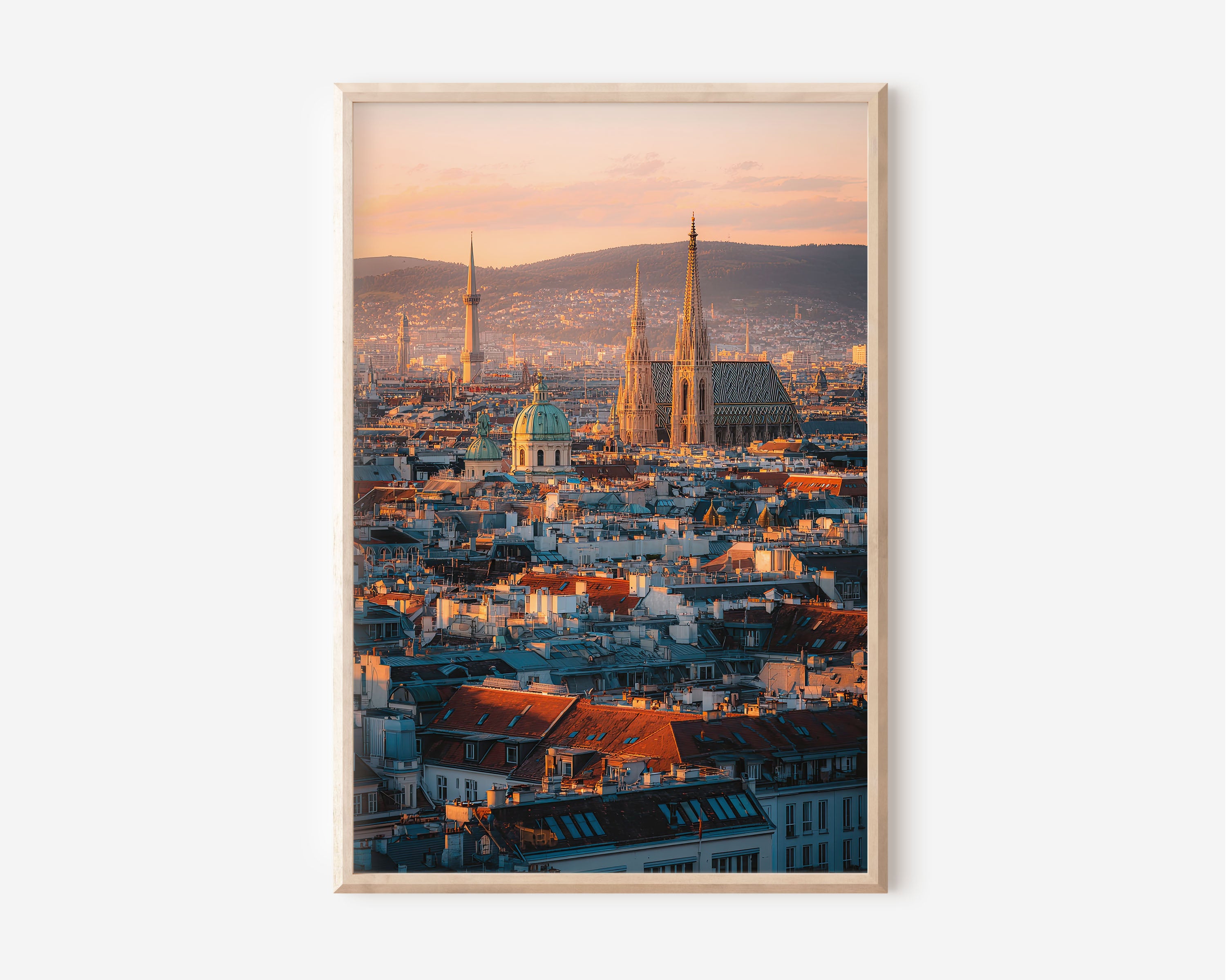 Vienna Skyline Sunset Wall Art | St. Stephen's Cathedral Austria Print | Travel Photography Poster