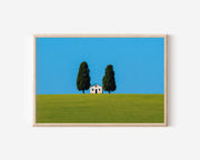 Tuscany Hilltop House Cypress Blue Sky Print