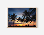 Waikiki Beach Sunset Print – Hawaii Palm Wall Art