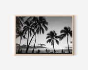 Waikiki Palm Silhouette Print – Black & White Hawaii Wall Art