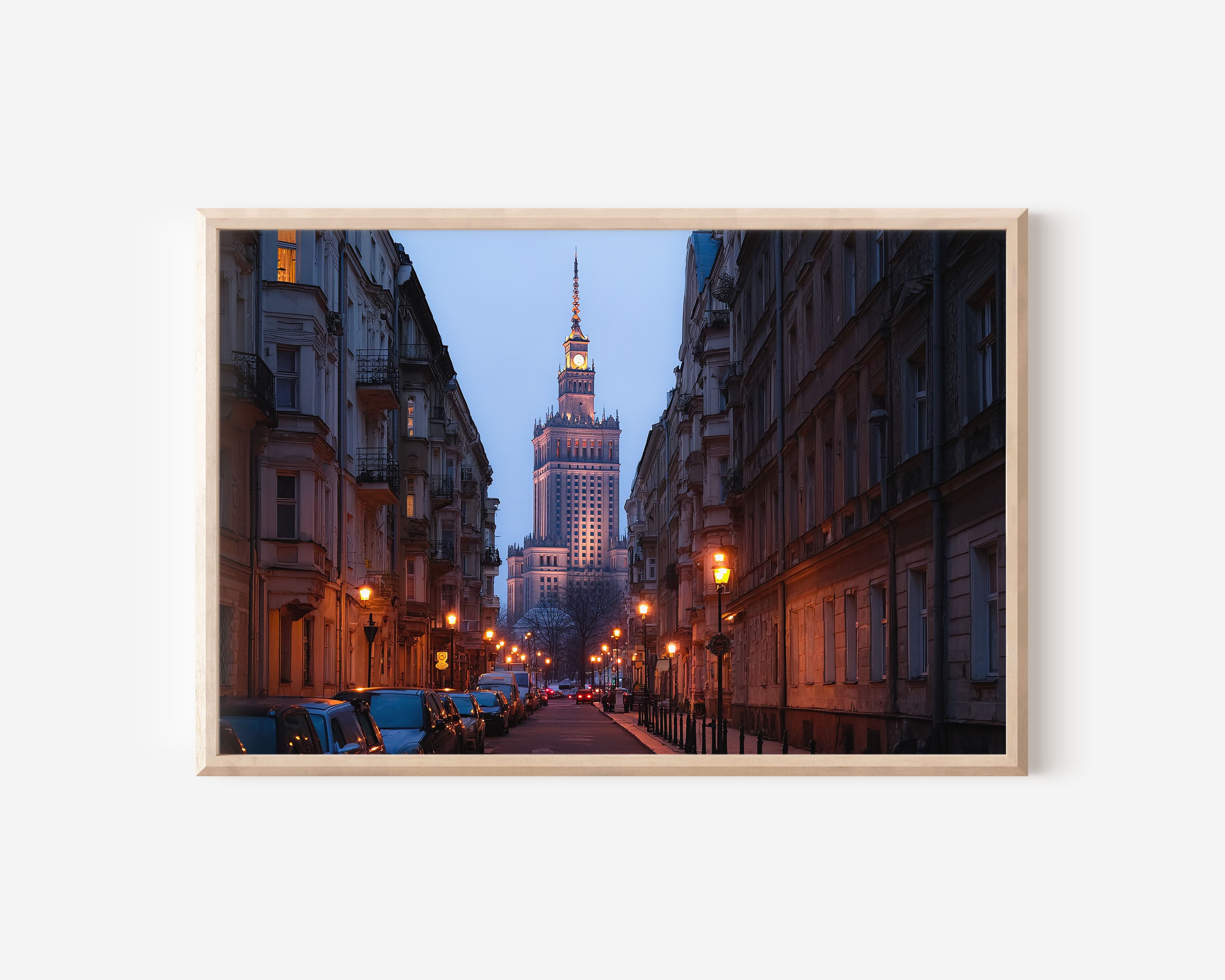 Warsaw Palace of Culture Skyline Wall Art Print – Poland Historic Cityscape