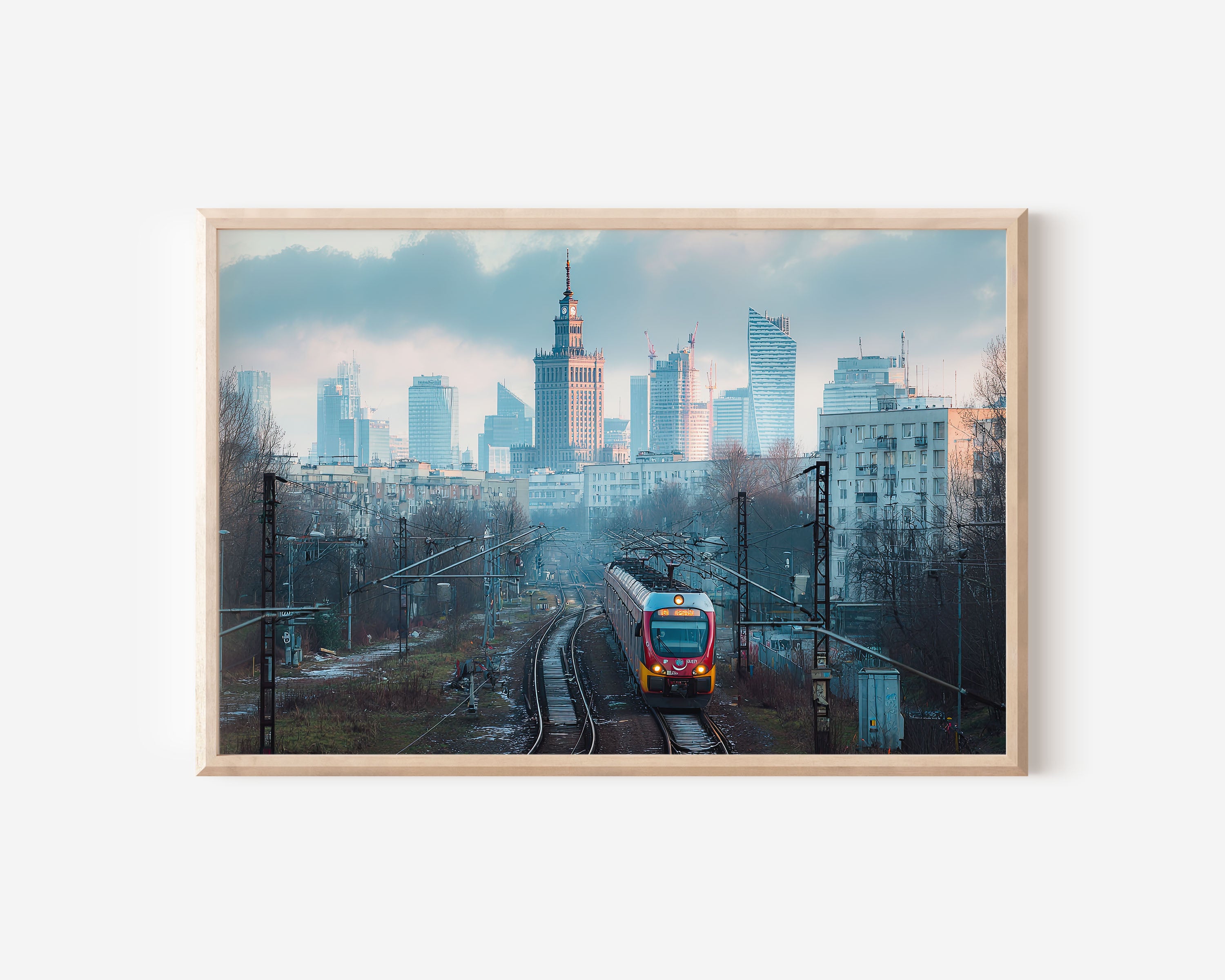 Warsaw Skyline Wall Art Print – Poland Cityscape Train