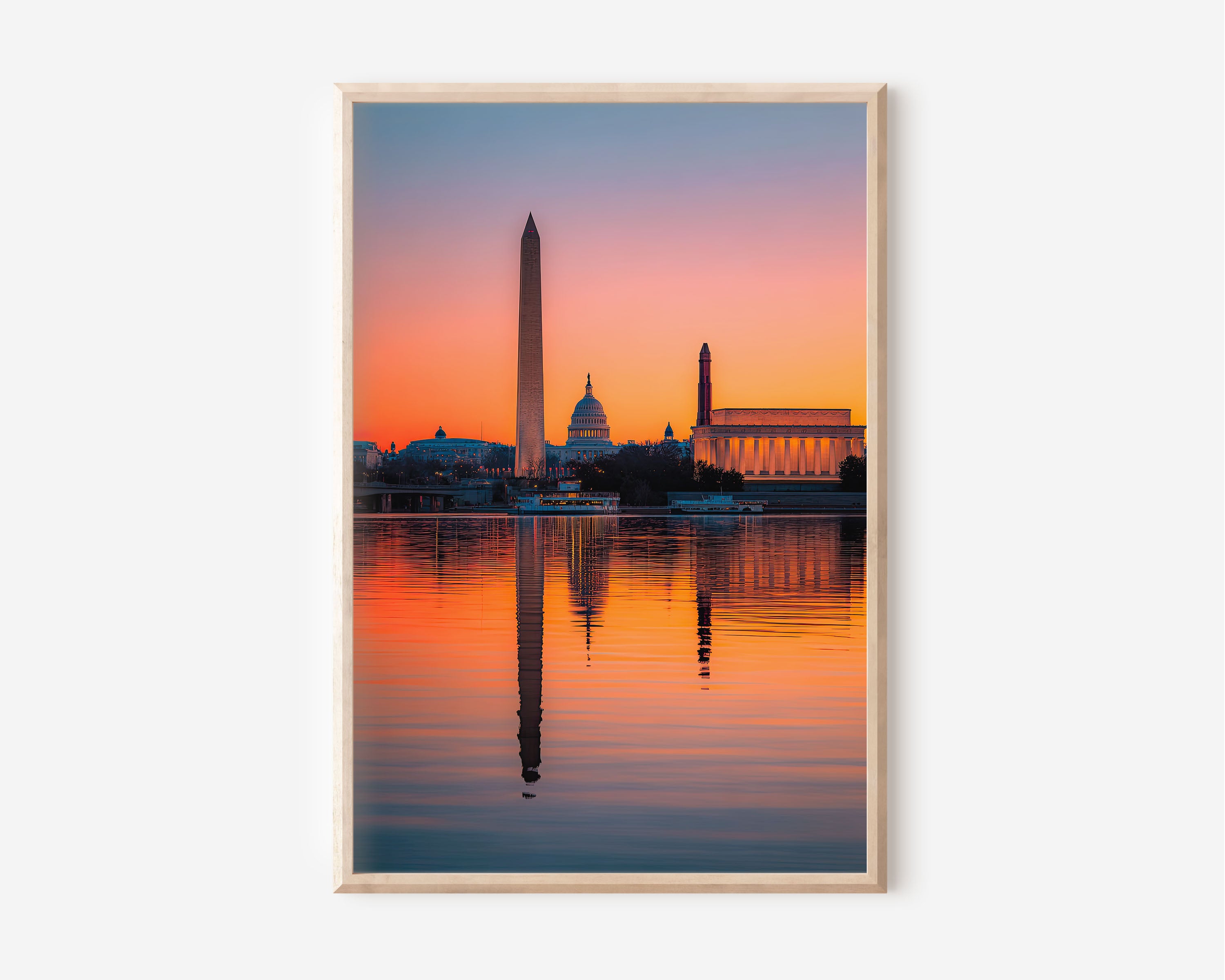 Washington D.C. Sunrise Wall Art | Washington Monument Lincoln Memorial Capitol Reflection Print | Travel Photography Poster