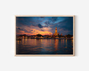 Wat Arun Bangkok Sunset Wall Art Print – Thailand Riverside Temple Canvas