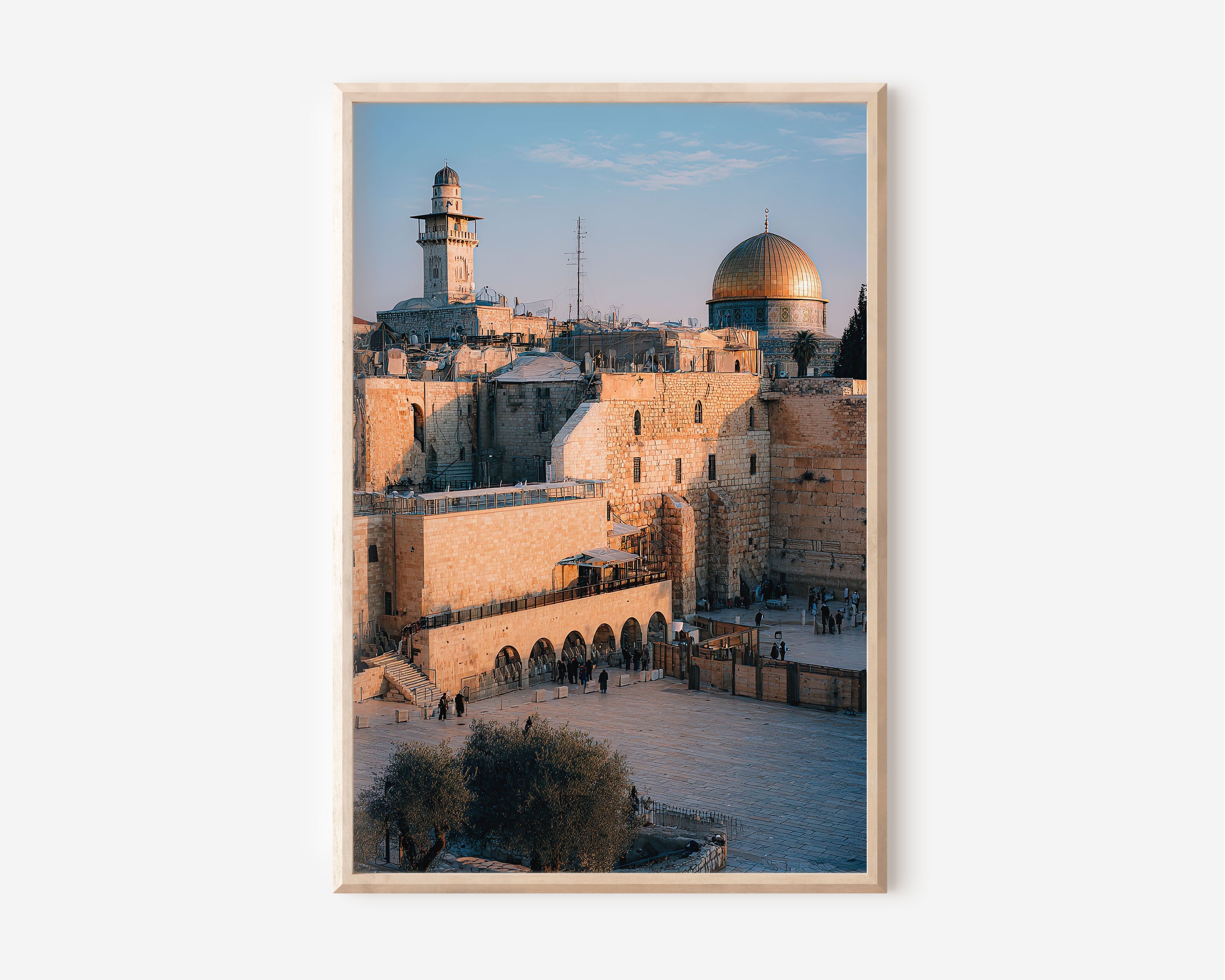 Western Wall Jerusalem Wall Art Print | Dome of the Rock Temple Mount Golden Hour Photography | Holy Land Travel Poster | Sacred Spiritual Home Decor