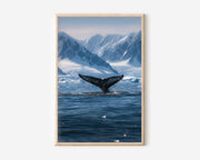 Whale Tail Ocean Wall Art – Minimalist Arctic Canvas Print, Coastal Nature Decor