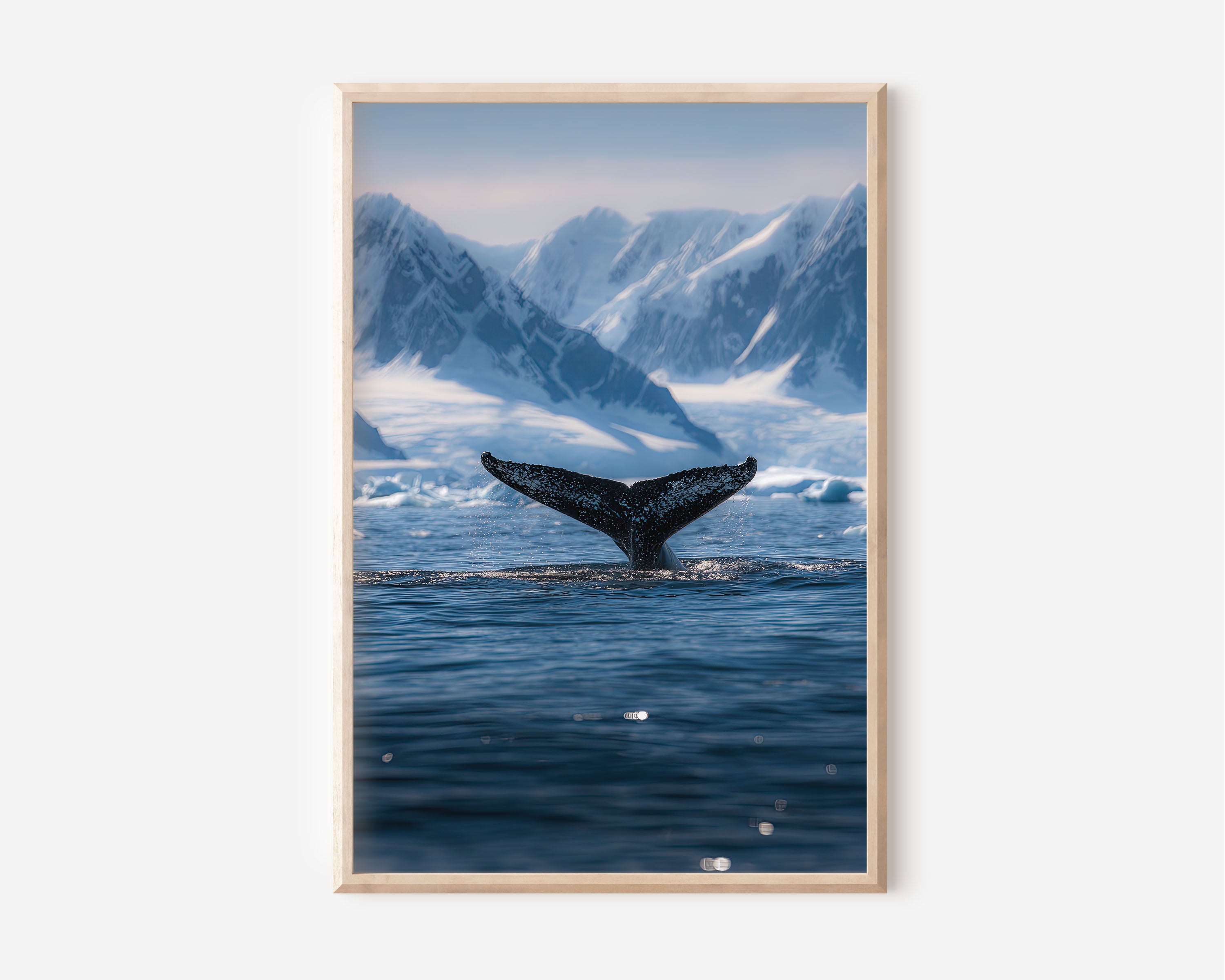 Whale Tail Ocean Wall Art – Minimalist Arctic Canvas Print, Coastal Nature Decor