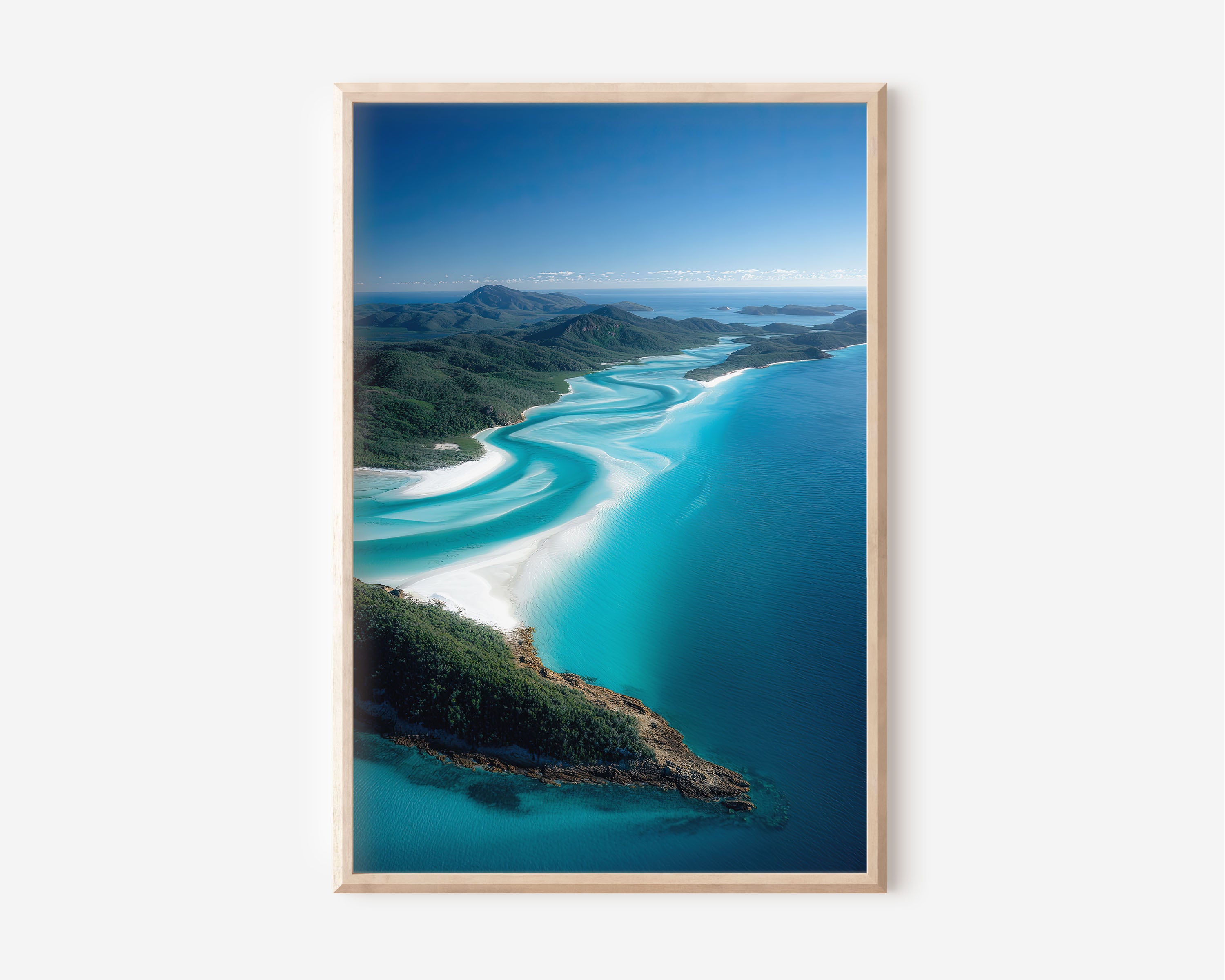 Whitsunday Islands Wall Art – Turquoise Ocean Aerial Canvas Print, Whitehaven Beach Australia Decor