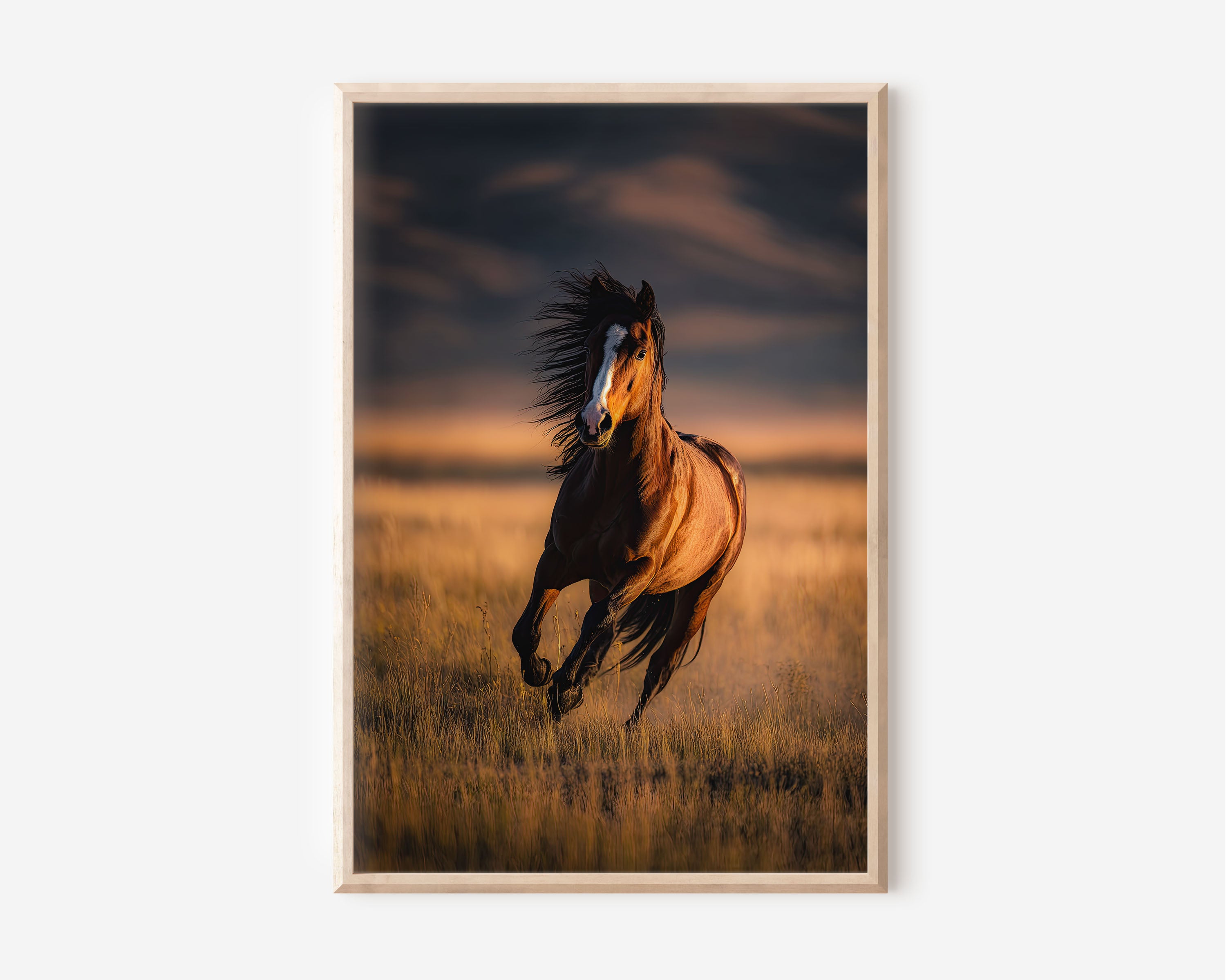 Wild Horse Wall Art Print | Running Mustang Photography | Western Wildlife Poster | Equestrian Home Decor | Bold Animal Nature Print