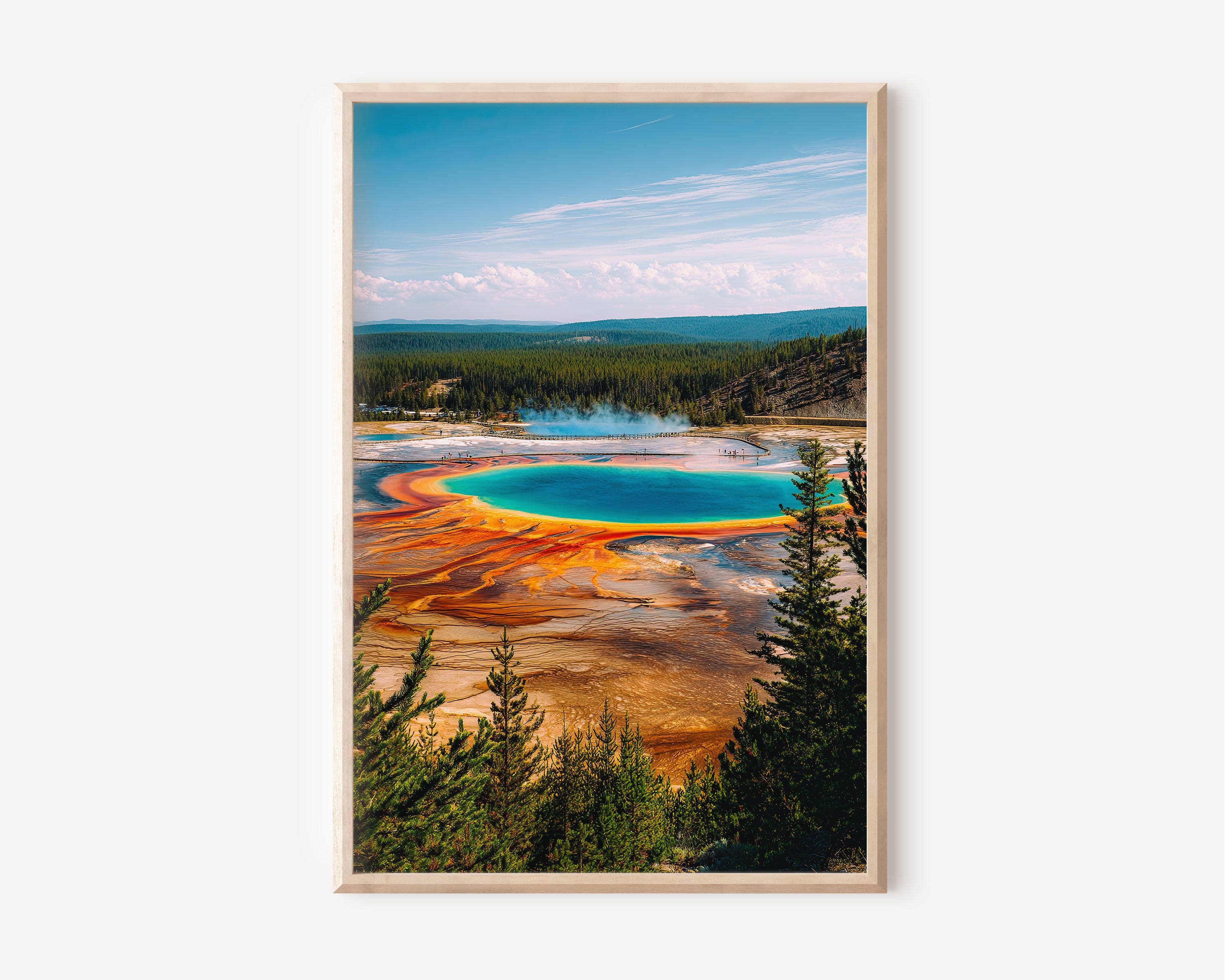 Yellowstone Hot Spring Wall Art | Grand Prismatic Colorful Landscape Print