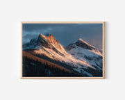 Yoho Mountains Wall Art – Alpenglow Sunrise Rocky Mountains Print, British Columbia Canada Snow Peak Landscape Decor
