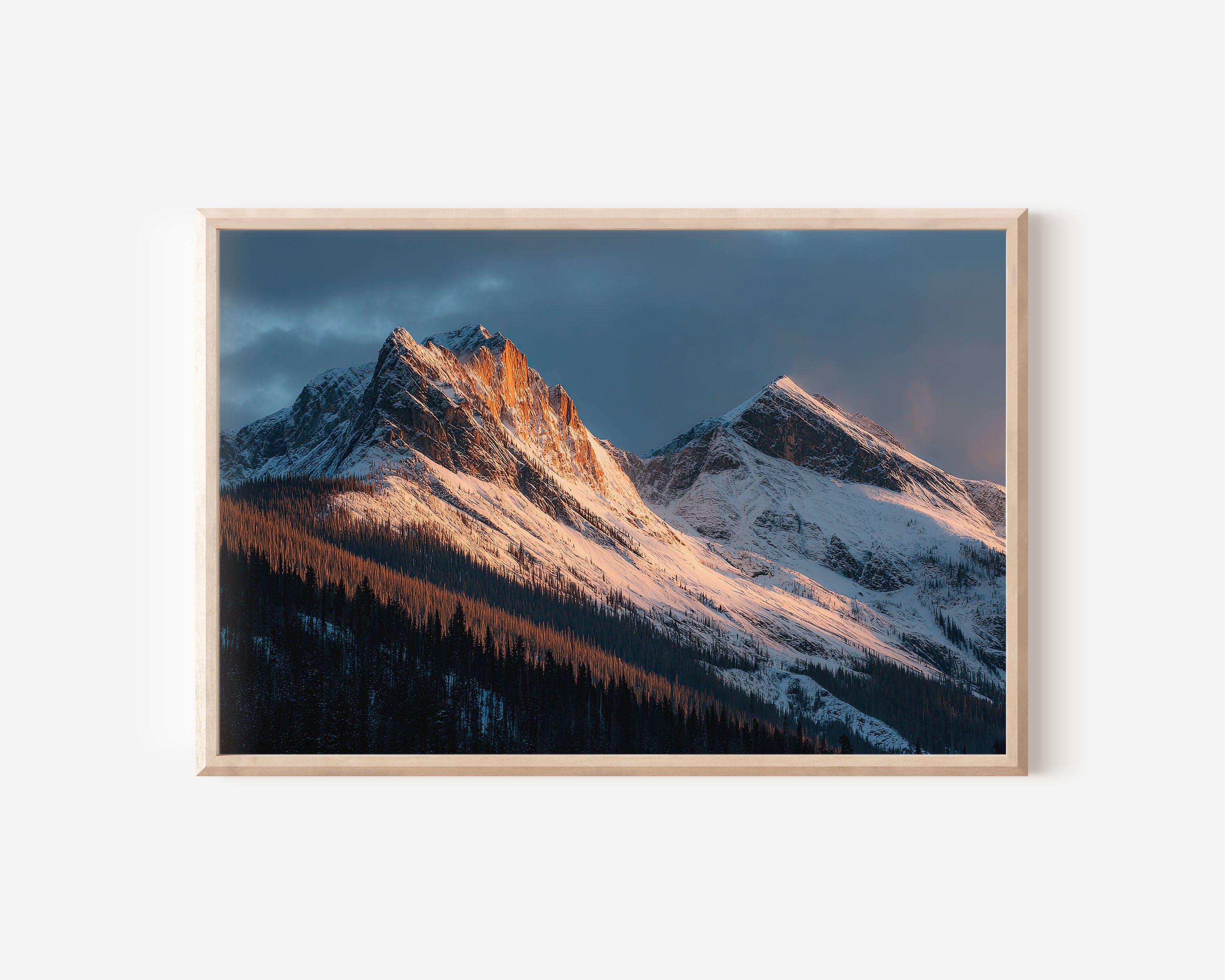 Yoho Mountains Wall Art – Alpenglow Sunrise Rocky Mountains Print, British Columbia Canada Snow Peak Landscape Decor