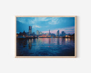 Yokohama Minato Mirai Skyline Wall Art Print, Japan Harbor Night Cityscape