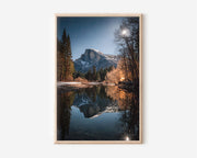 Yosemite Half Dome Moonrise Wall Art Print | Winter Night Merced River Reflection Photography | California National Park Poster | Starry Sky Nature Print | Magical Home Decor