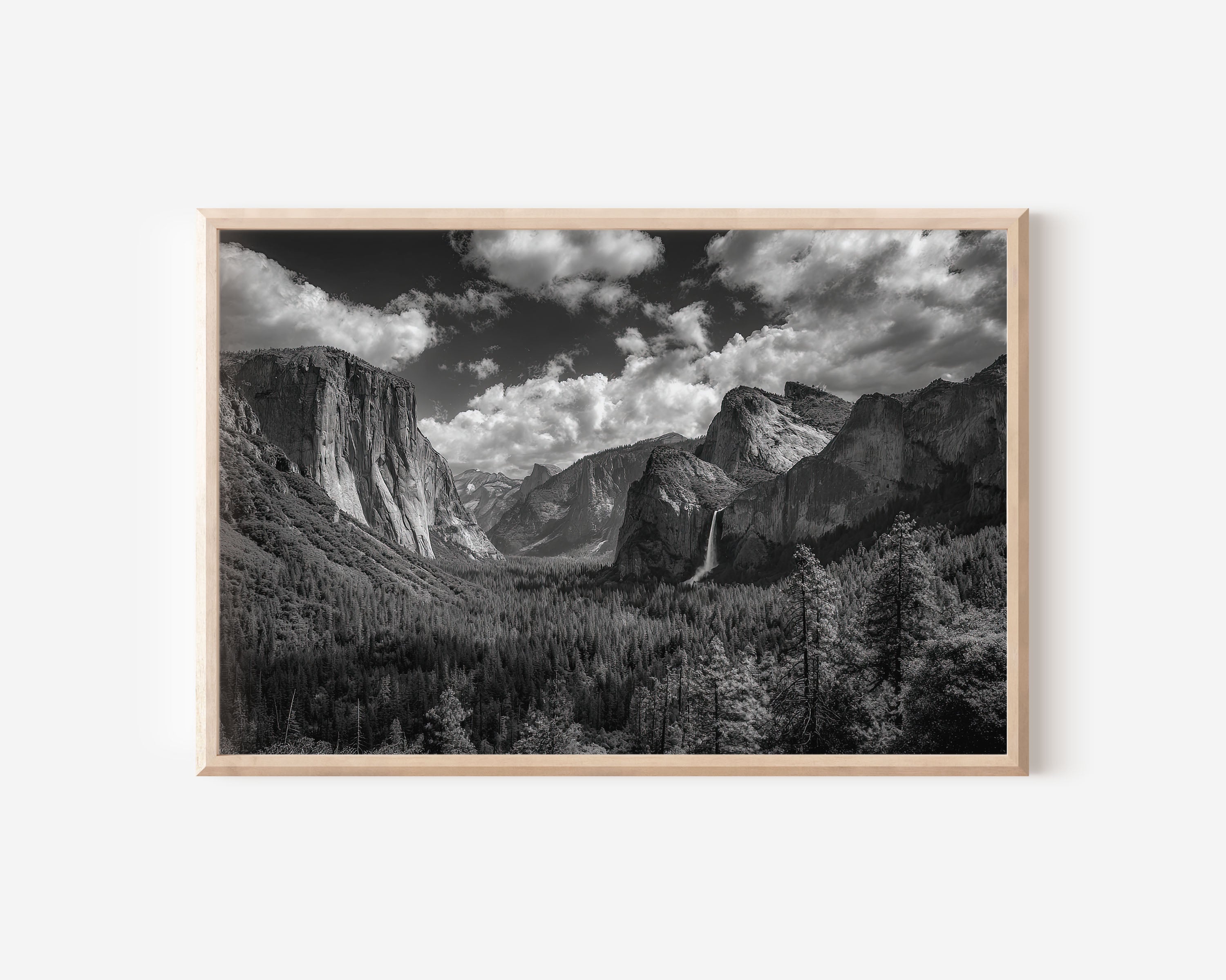 Yosemite Valley Black & White Wall Art Print